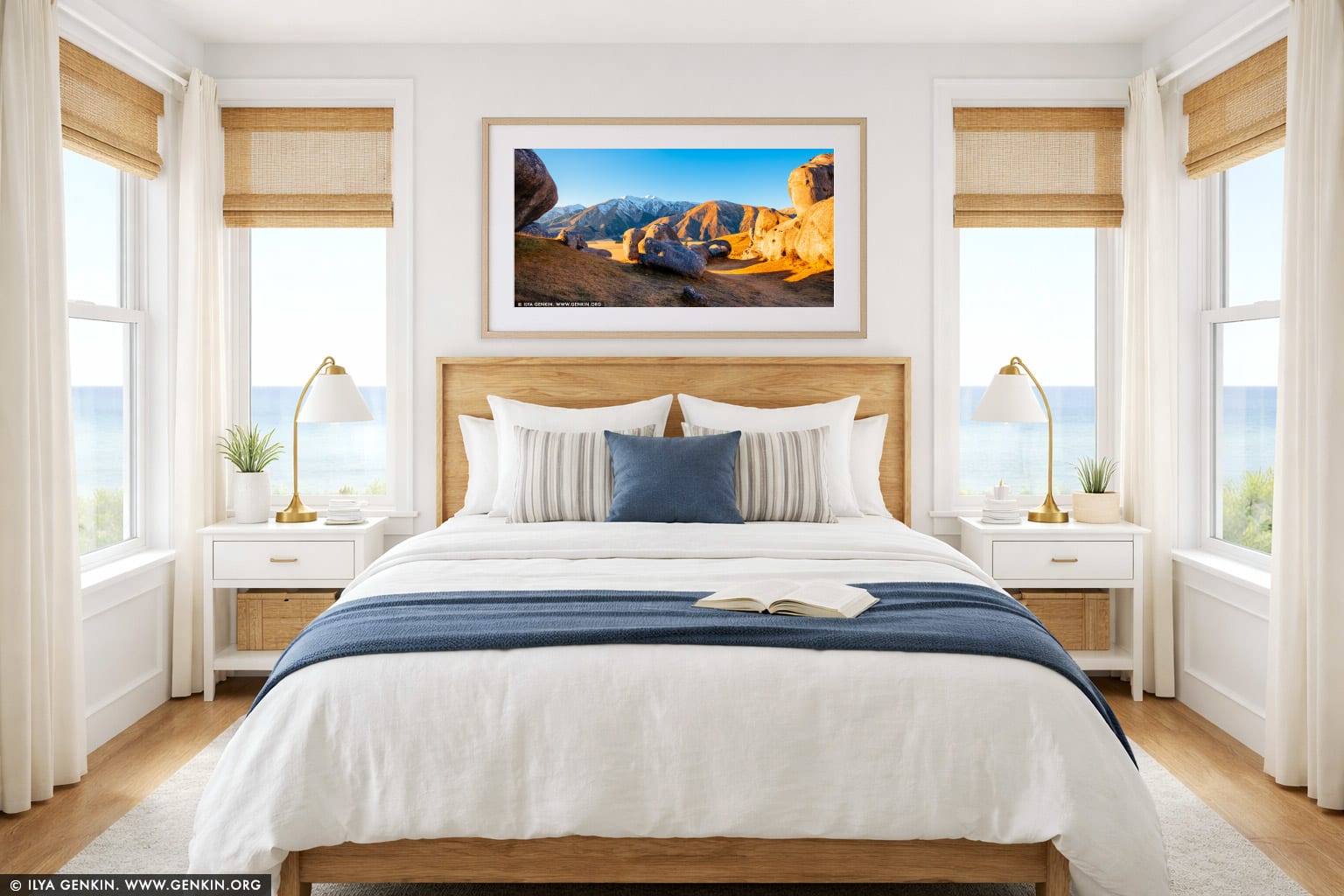 Castle Hill Panorama in the Morning wall art in a bedroom interior