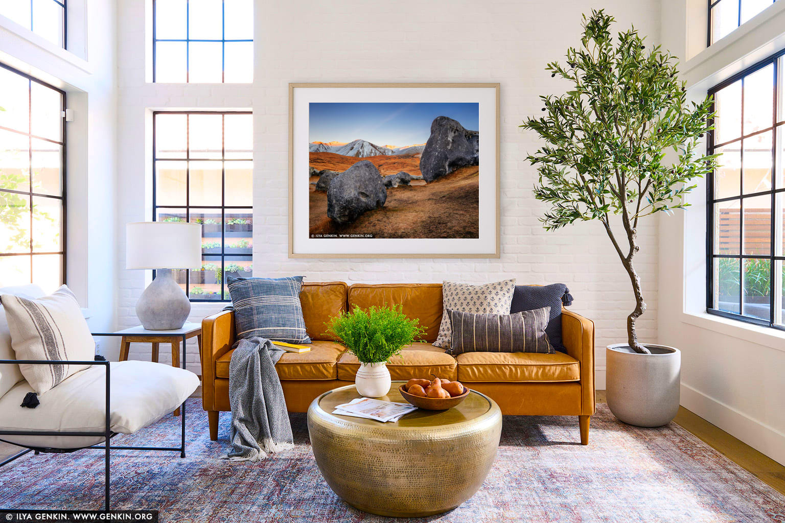 Castle Hill at Dawn wall art in a modern living room interior