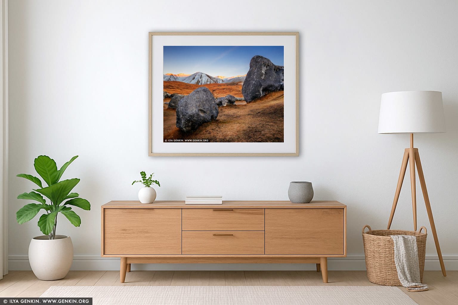 Castle Hill at Dawn wall art in a contemporary living room interior