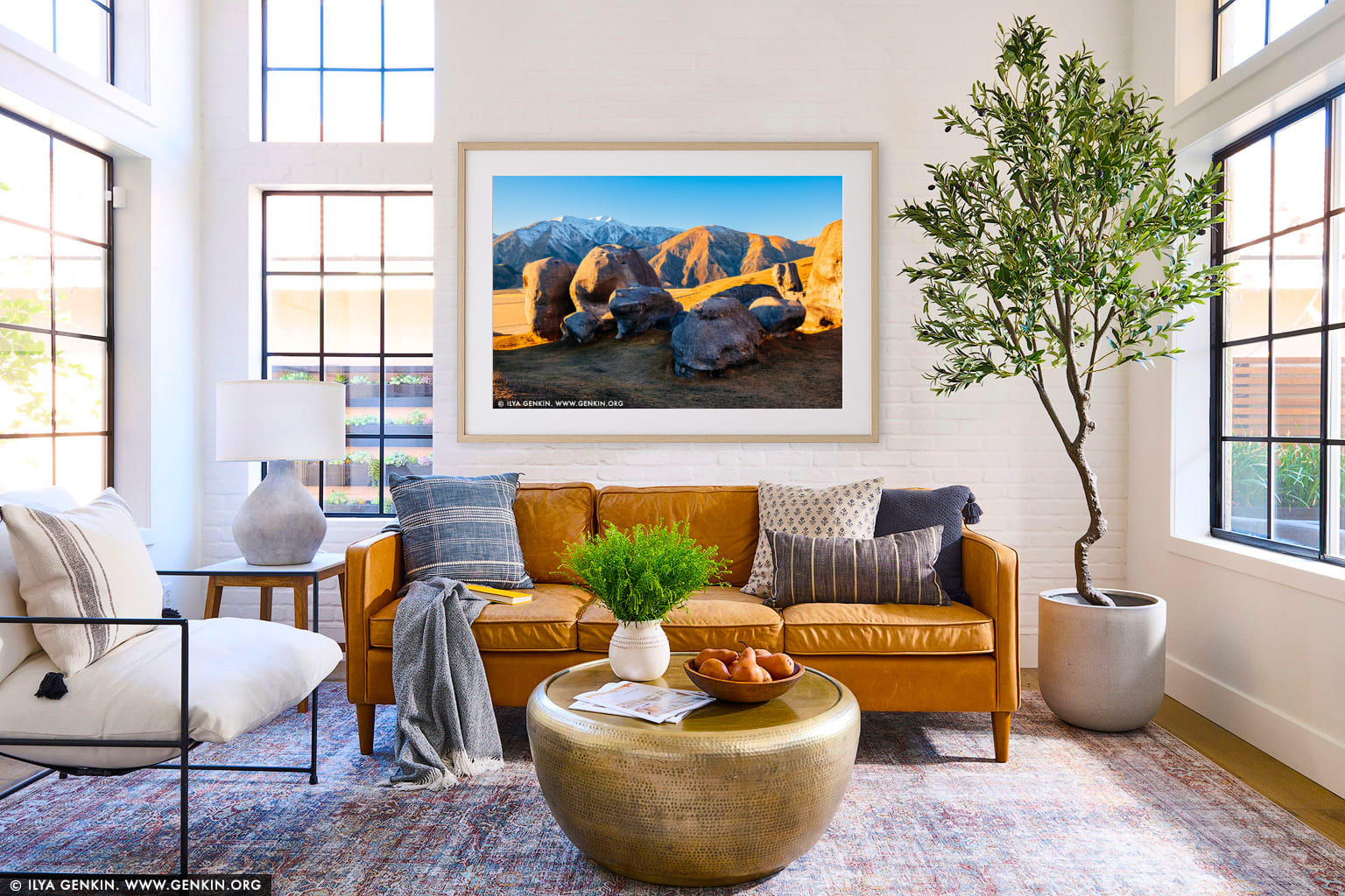 Early Morning at Castle Hill wall art in a minimalist living room interior
