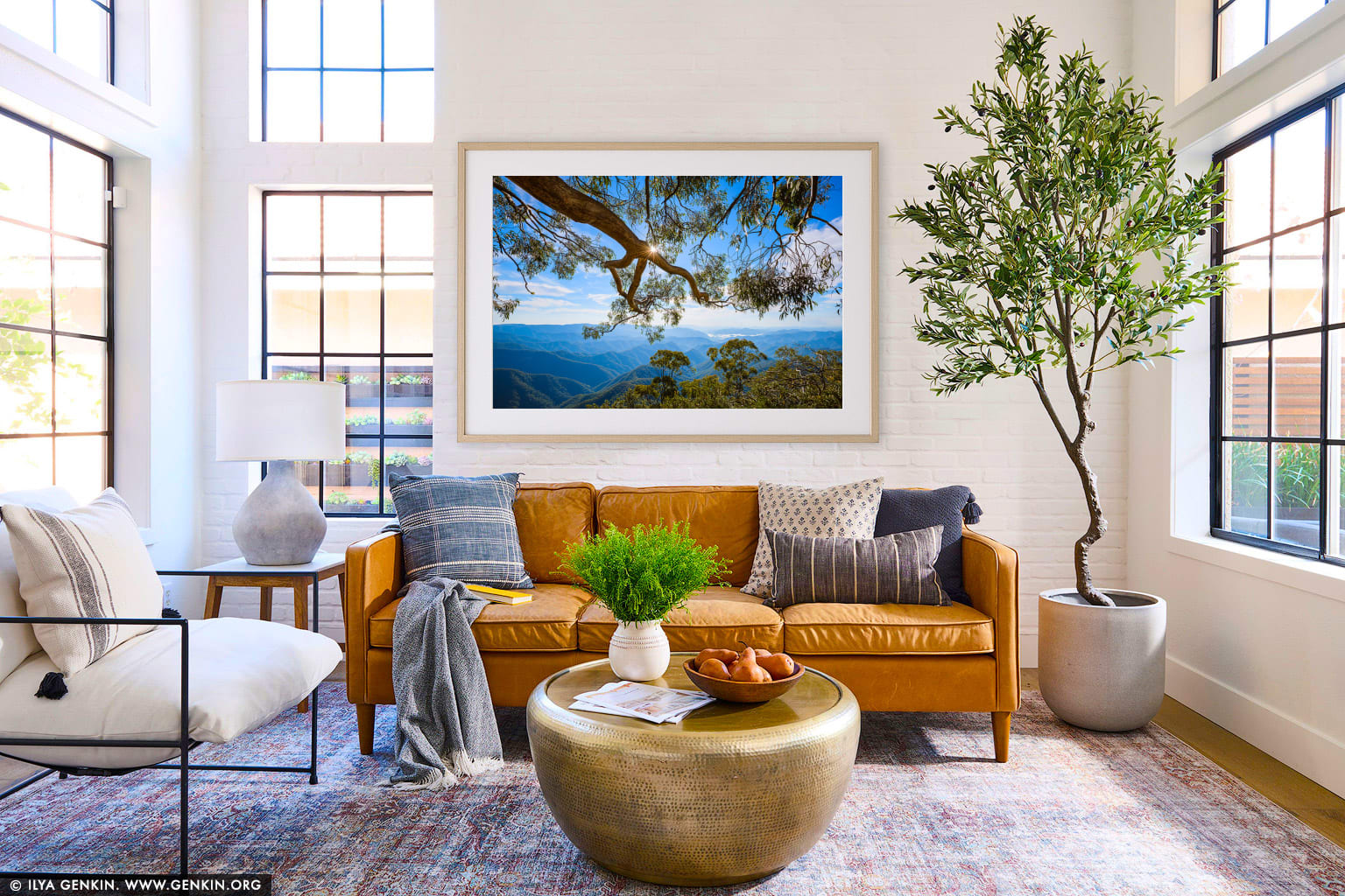 Point Lookout wall art in a minimalist living room interior
