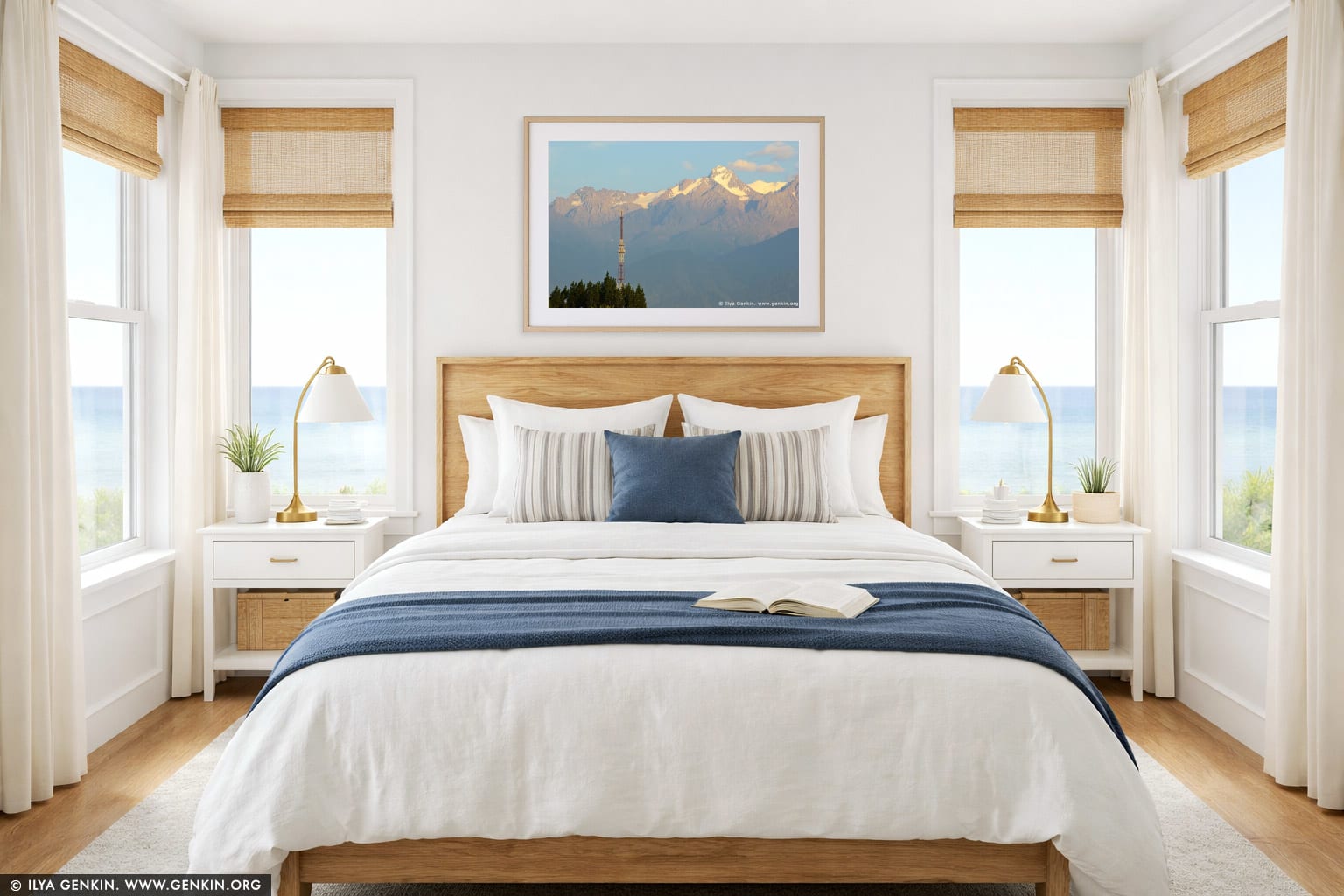 Northern Tien-Shan at Sunset wall art in a bedroom interior