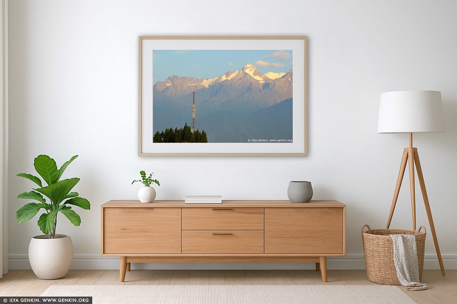 Northern Tien-Shan at Sunset wall art in a luxury living room interior