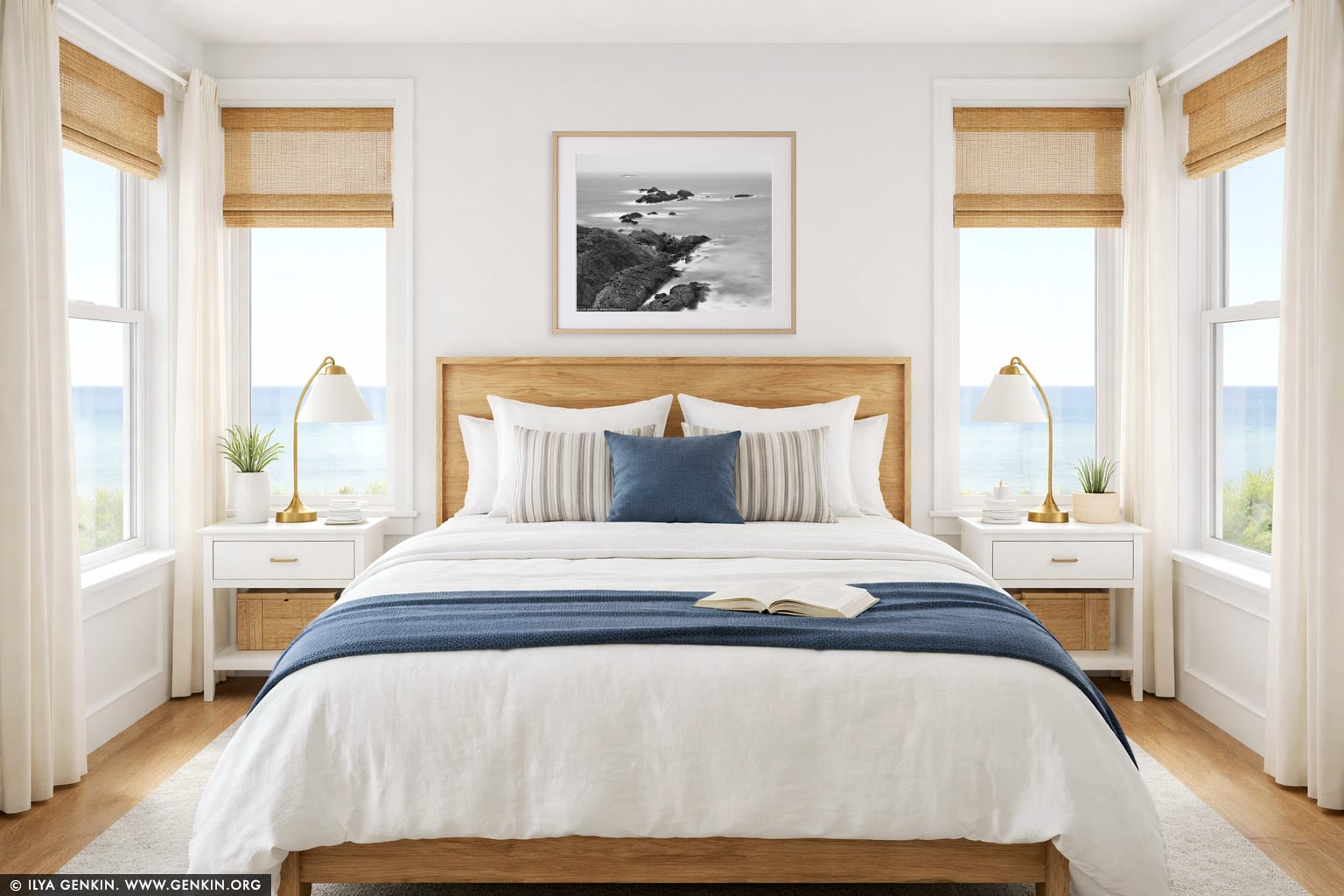 Seal Rocks wall art in a bedroom interior