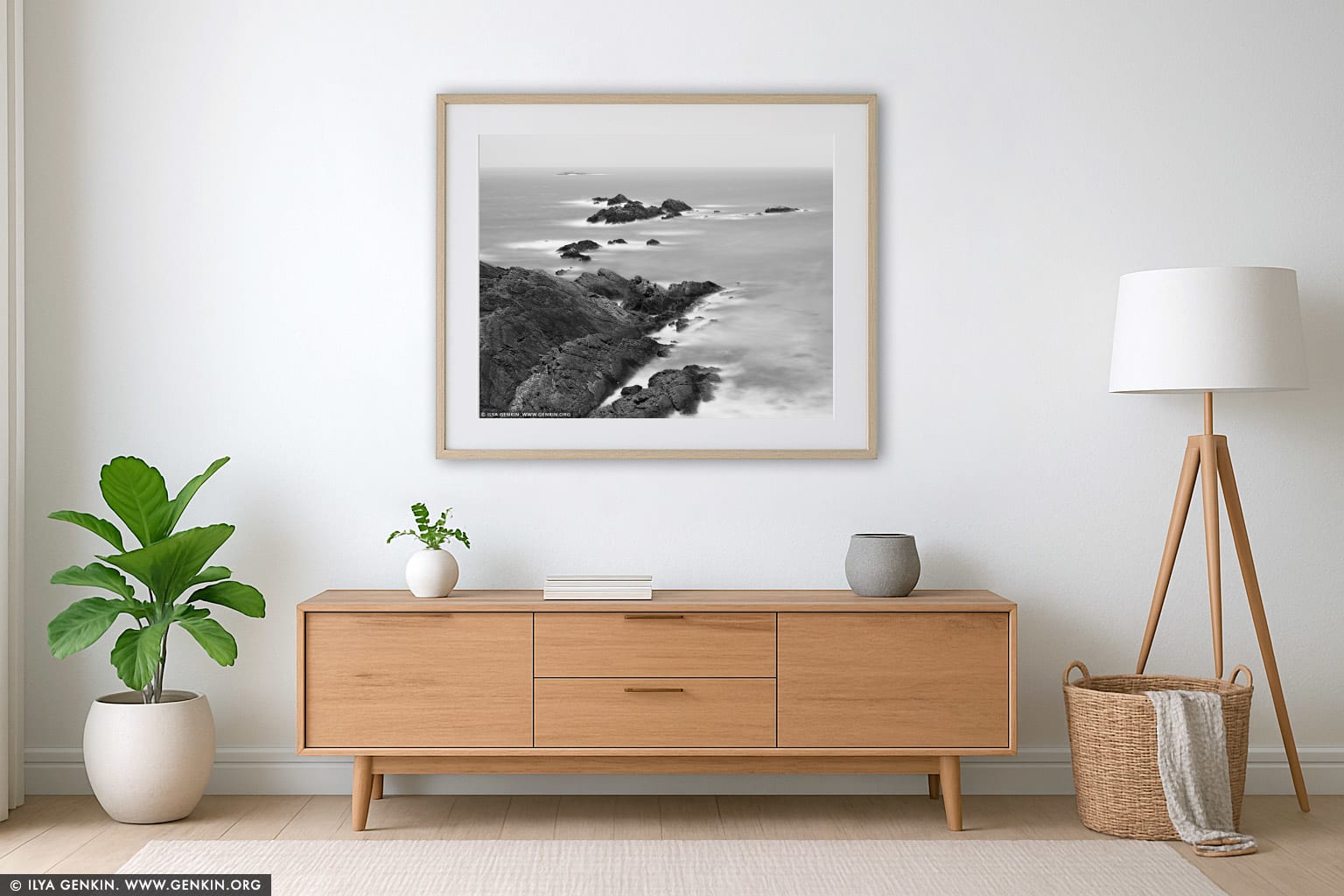 Seal Rocks wall art in a luxury living room interior