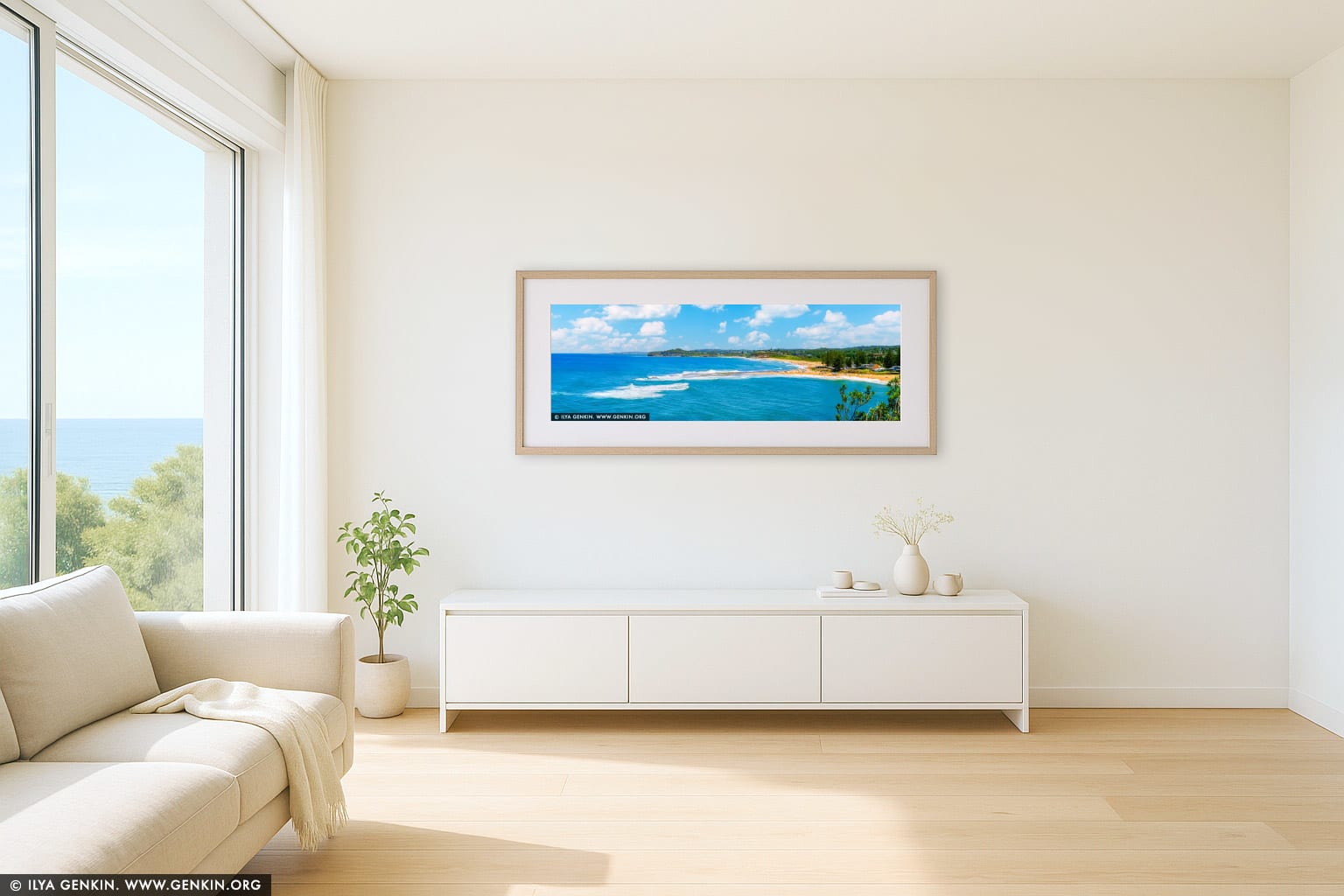 Turquoise Bliss at Mona Vale wall art in a minimalist living room interior