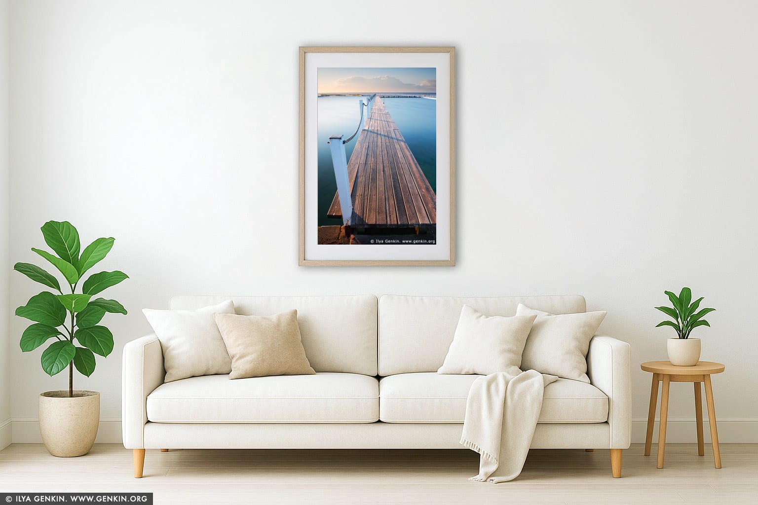 Narrabeen Tidal Pool at Sunrise wall art in a modern living room interior