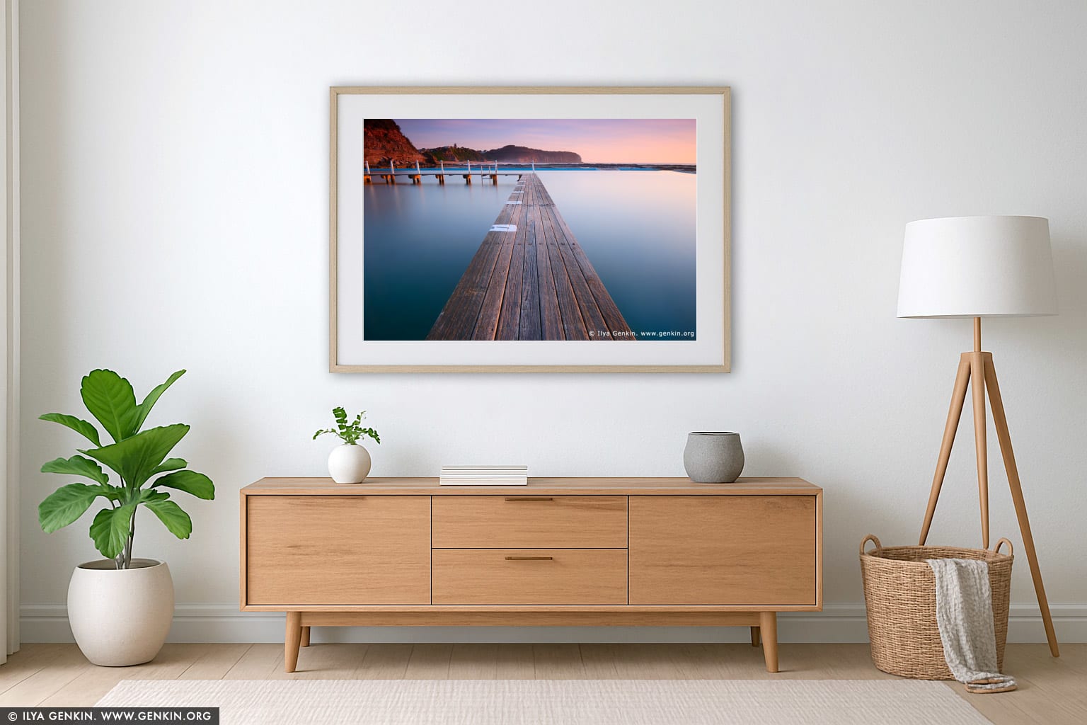 Early Morning at Narrabeen Tidal Pool wall art in a luxury living room interior