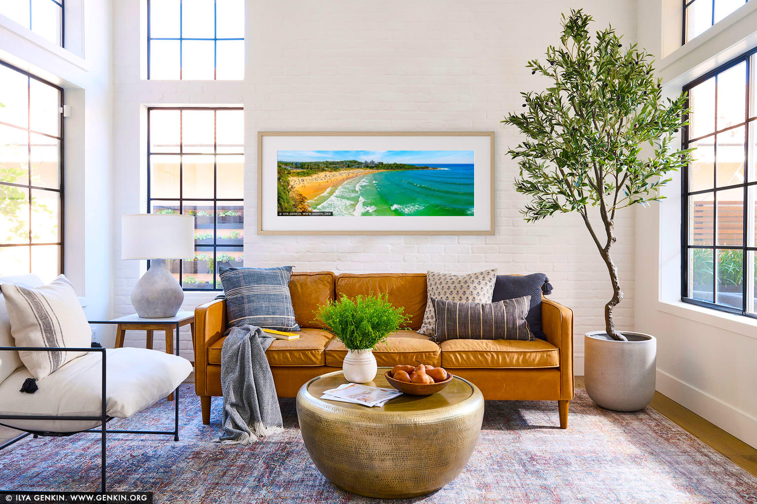 Emerald Break at Freshwater Beach wall art in a minimalist living room interior