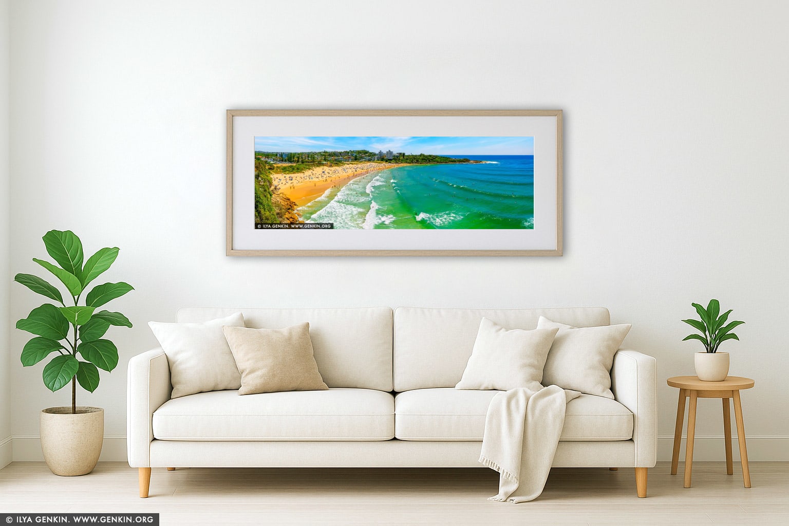 Emerald Break at Freshwater Beach wall art in a contemporary living room interior