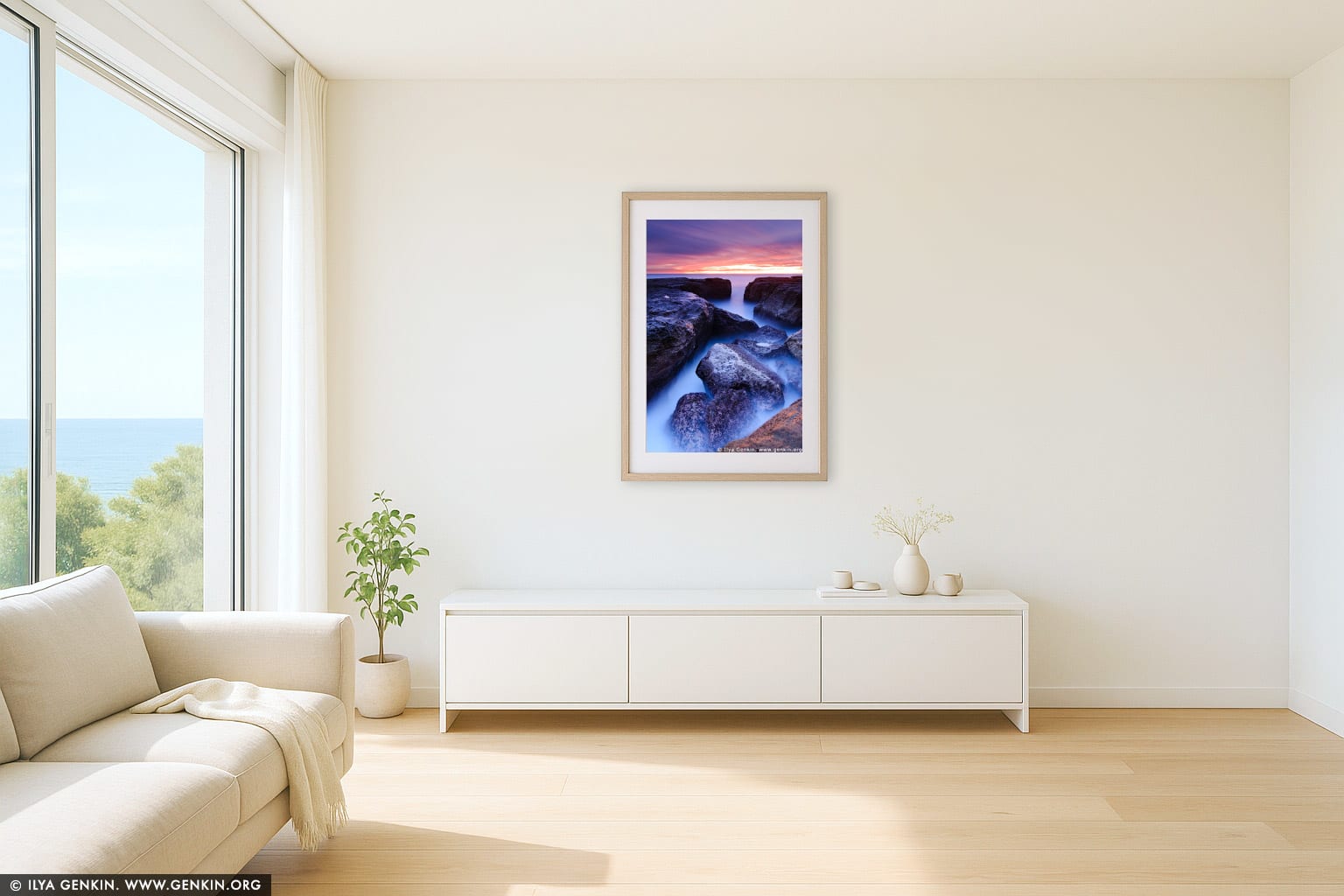 Devil's Cauldron at Dawn wall art in a contemporary living room interior