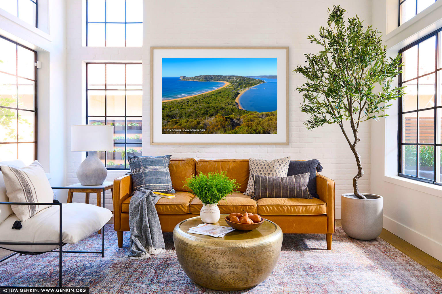 Barrenjoey Lookout wall art in a modern living room interior