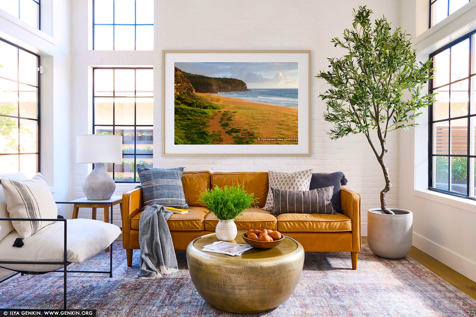 Calm morning at Turimetta Beach wall art in a luxury living room interior