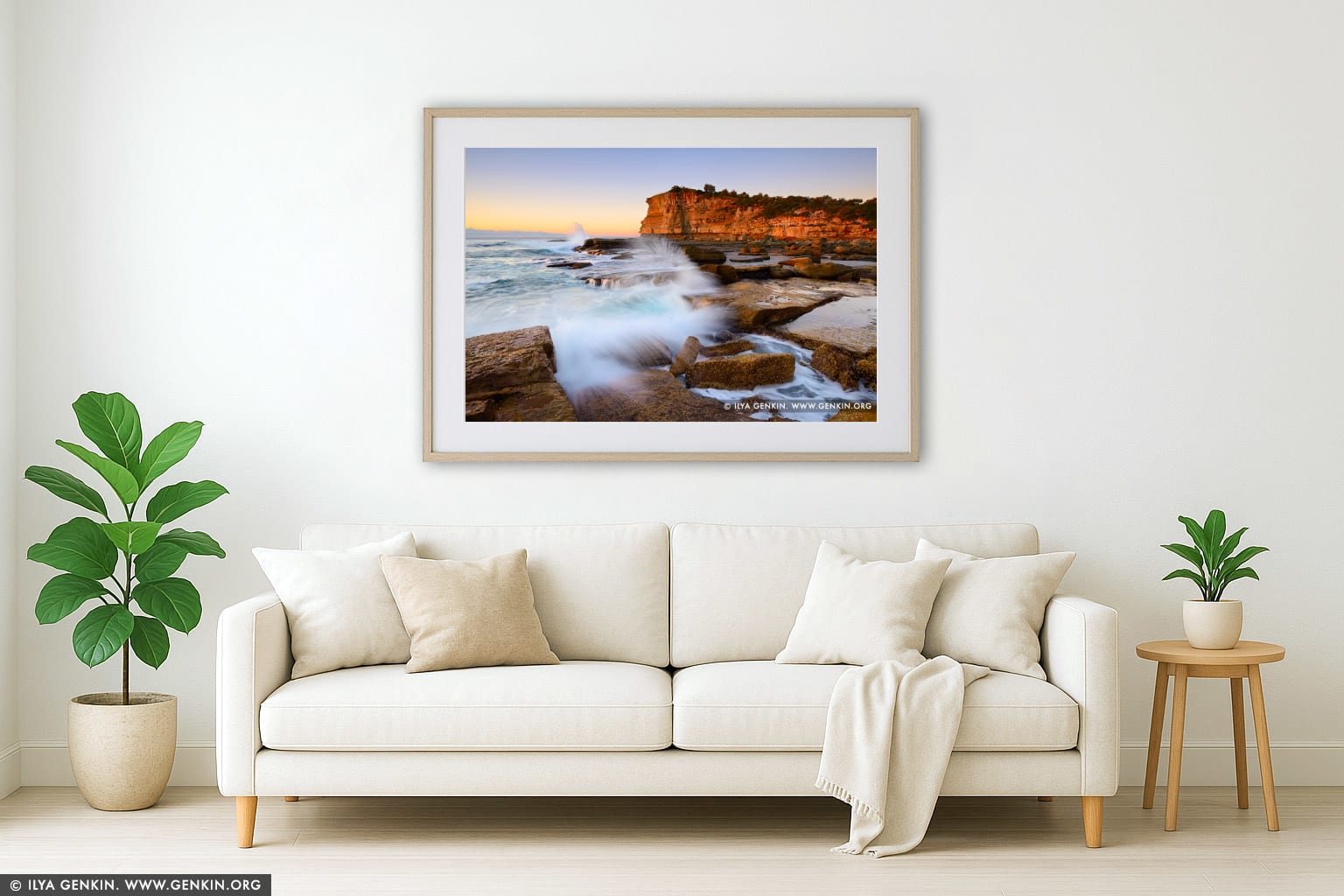 The Skillion at Dawn wall art in a contemporary living room interior