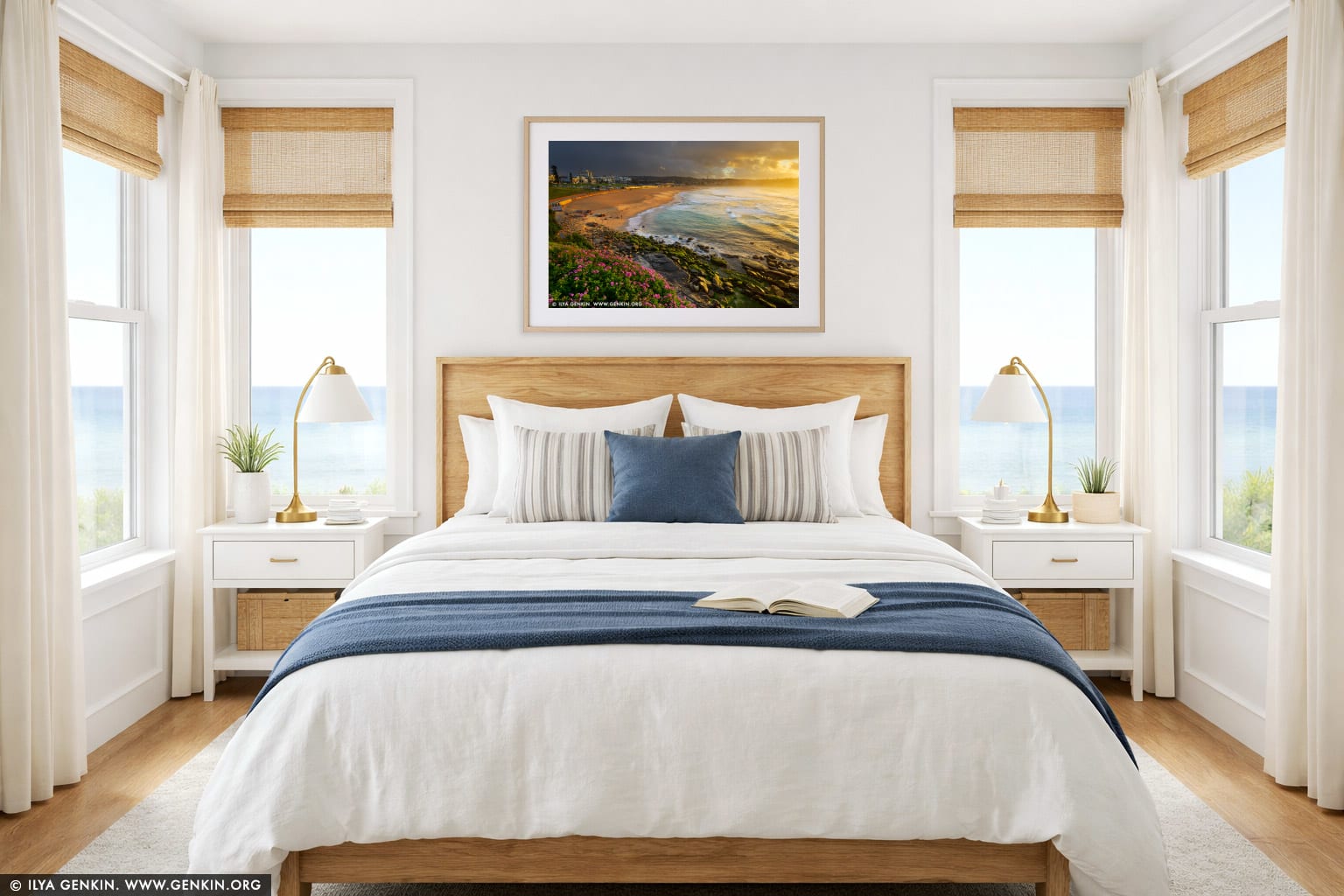 Stormy Sunrise at Bondi Beach wall art in a bedroom interior