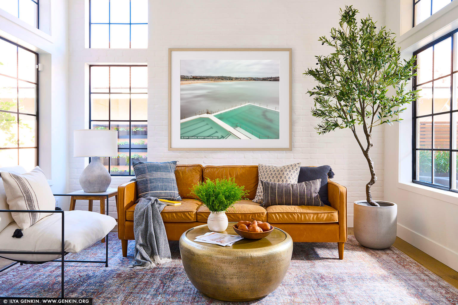 Bondi Icebergs wall art in a luxury living room interior