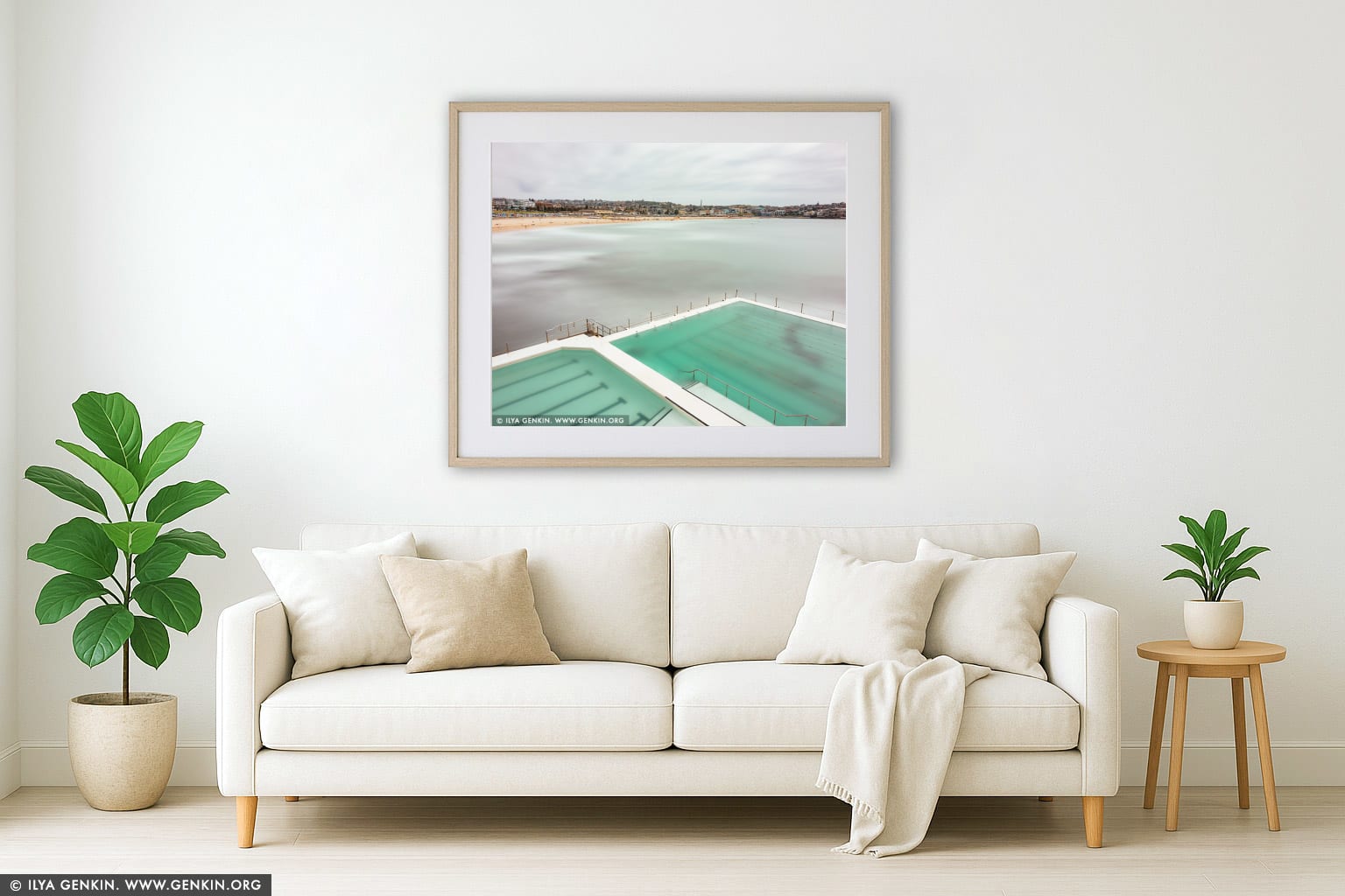 Bondi Icebergs wall art in a minimalist living room interior