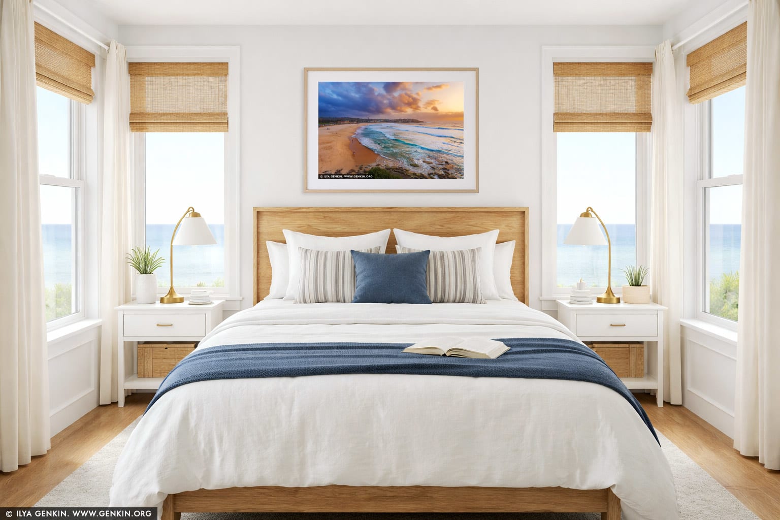 Clearing Morning at Bondi Beach wall art in a bedroom interior