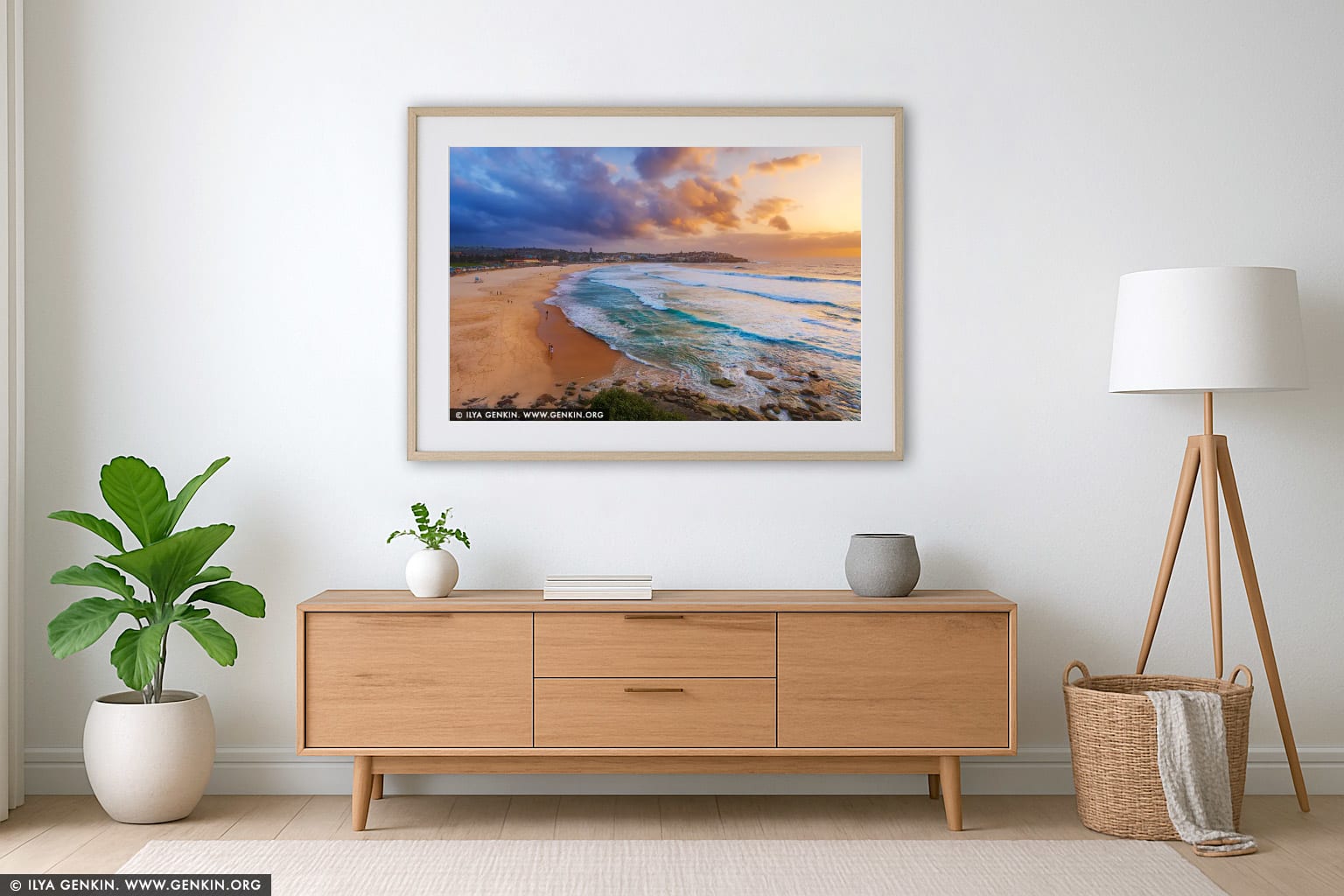 Clearing Morning at Bondi Beach wall art in a modern living room interior