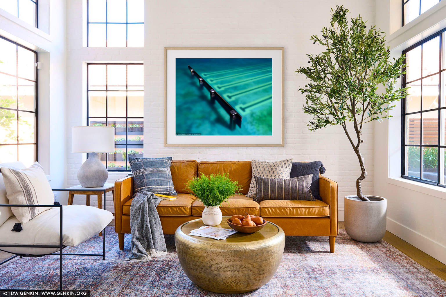 Bronte Baths - Study #1 wall art in a contemporary living room interior