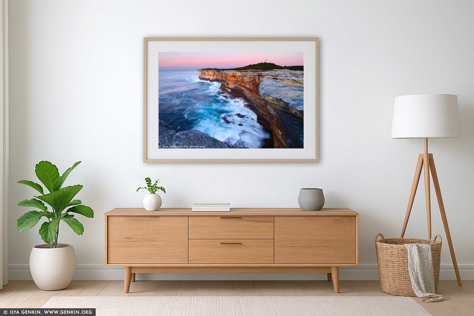 Sunrise at Cape Bailey wall art in a luxury living room interior