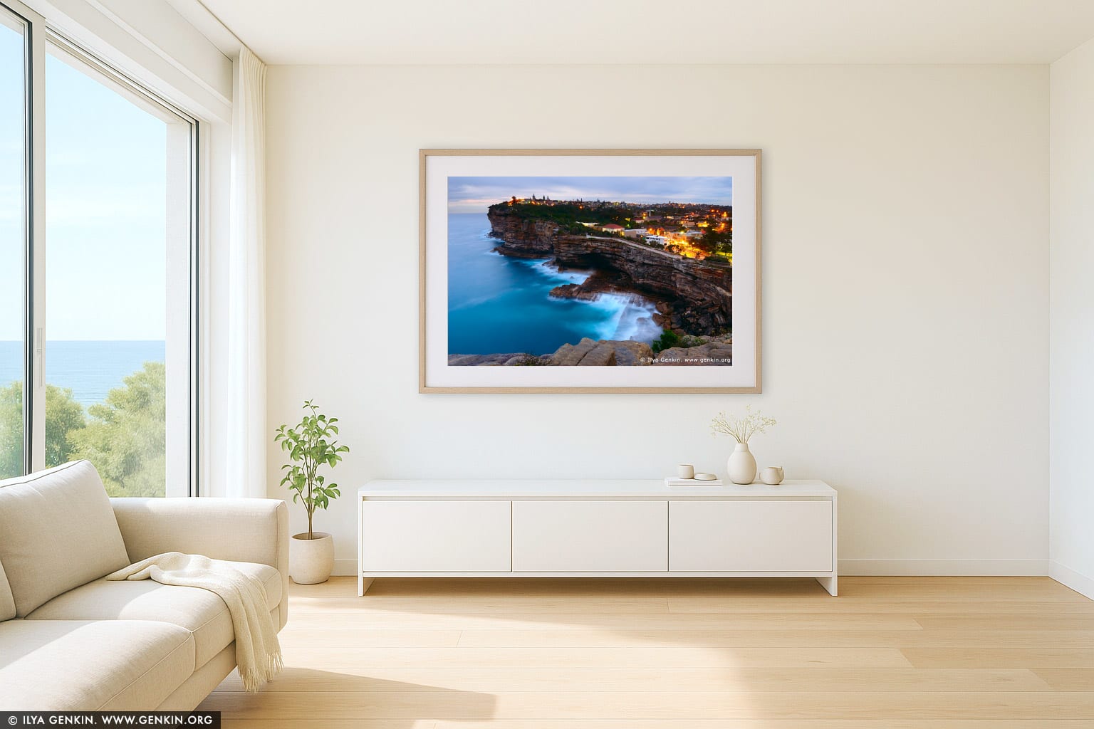 The Gap at Twilight wall art in a contemporary living room interior