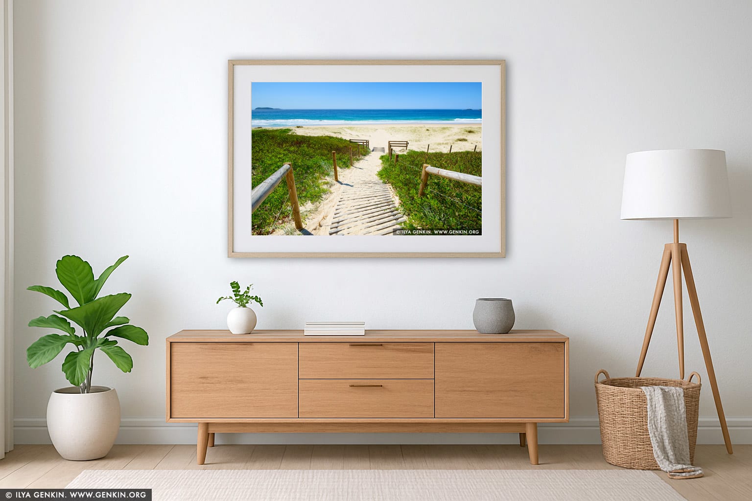 Zenith Beach on a Sunny Day wall art in a luxury living room interior