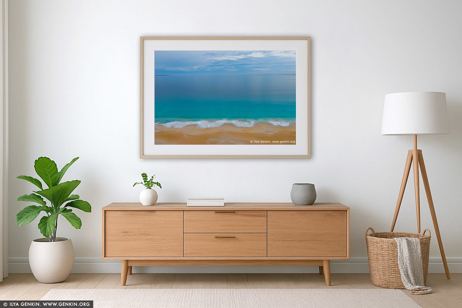 Great Australian Bight wall art in a minimalist living room interior