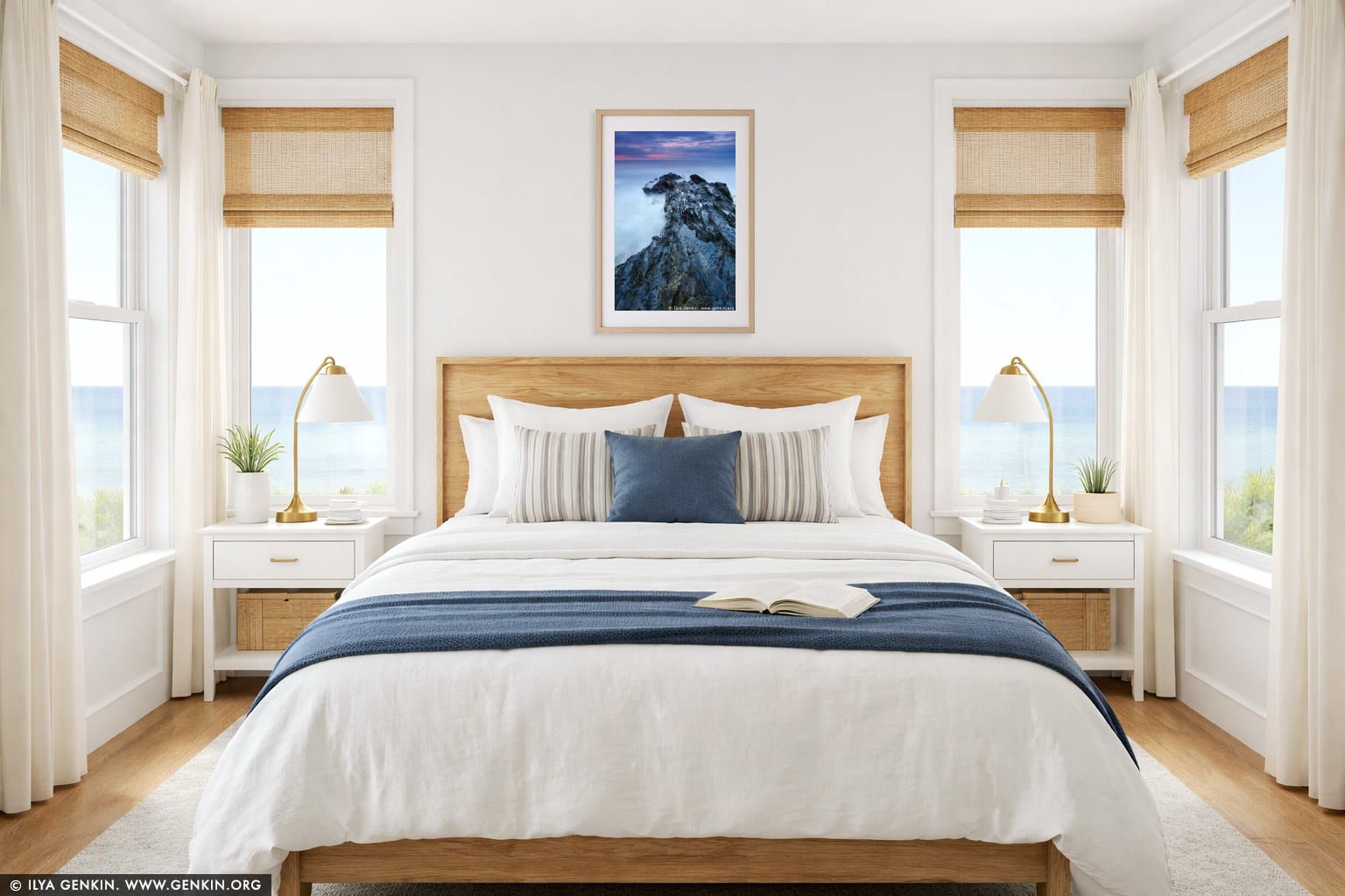 Long Nose Point at Dawn wall art in a modern living room interior