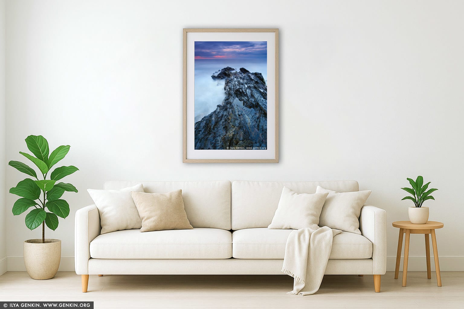 Long Nose Point at Dawn wall art in a contemporary living room interior