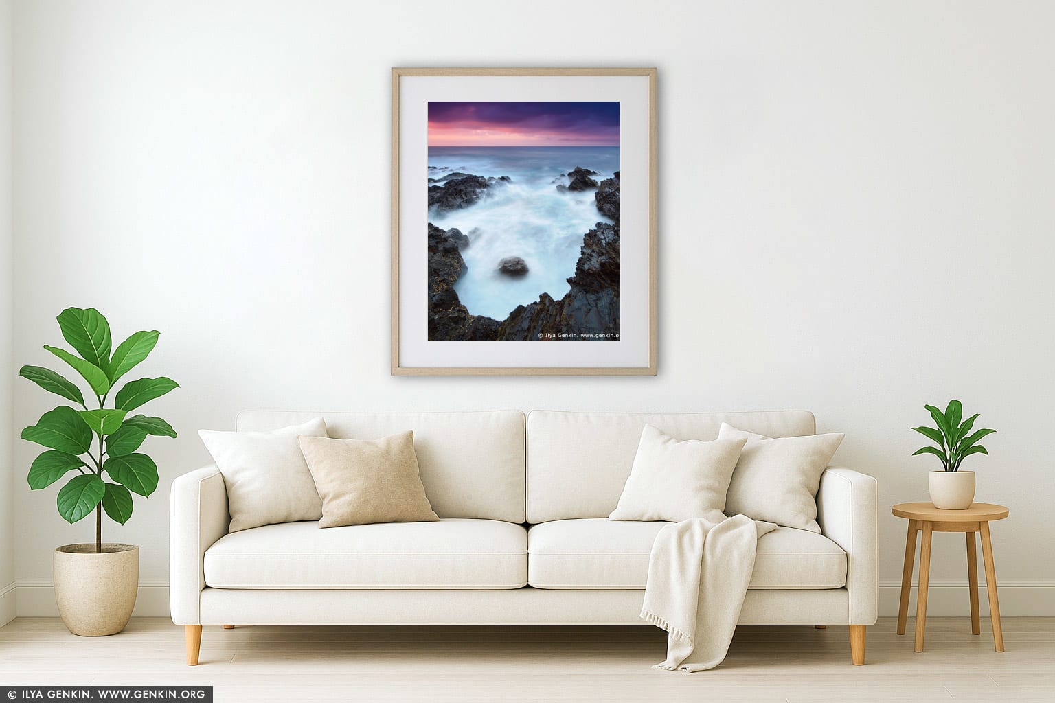 Long Nose Point at Sunrise wall art in a luxury living room interior