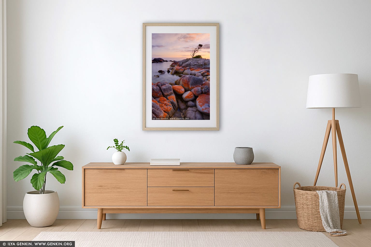Lonely She-Oak at Sunrise wall art in a luxury living room interior