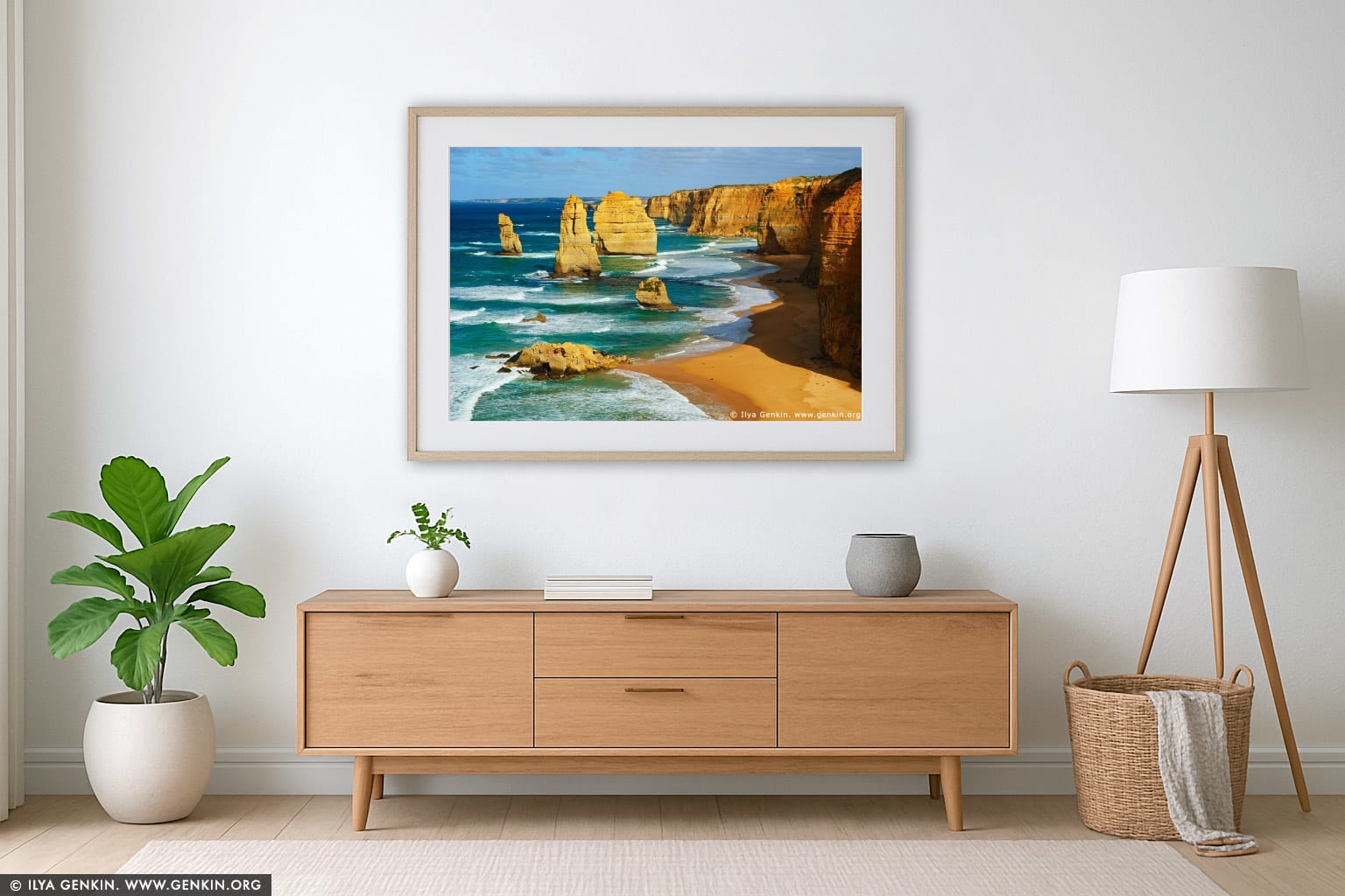 Twelve Apostles wall art in a minimalist living room interior