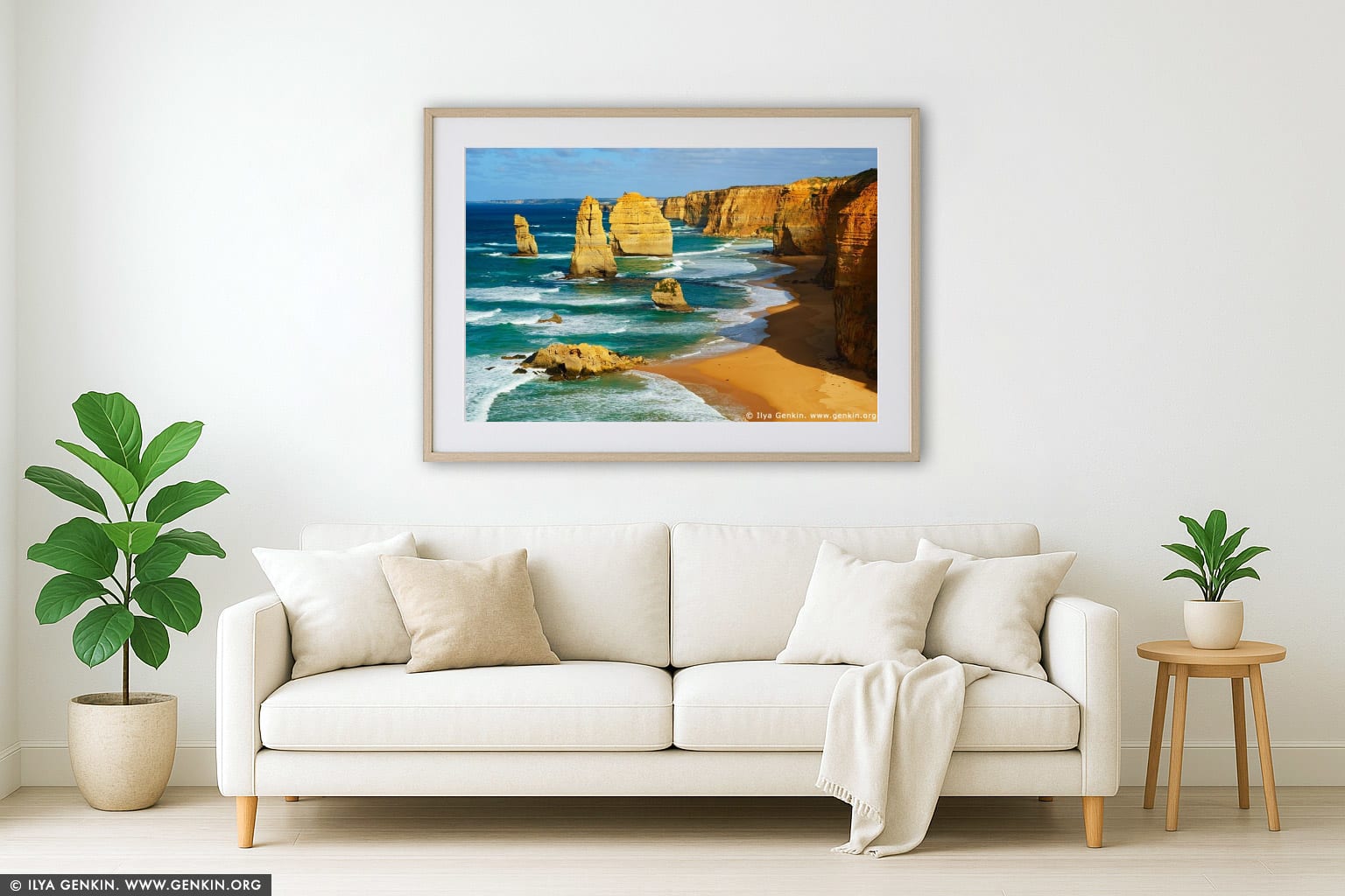 Twelve Apostles wall art in a modern living room interior