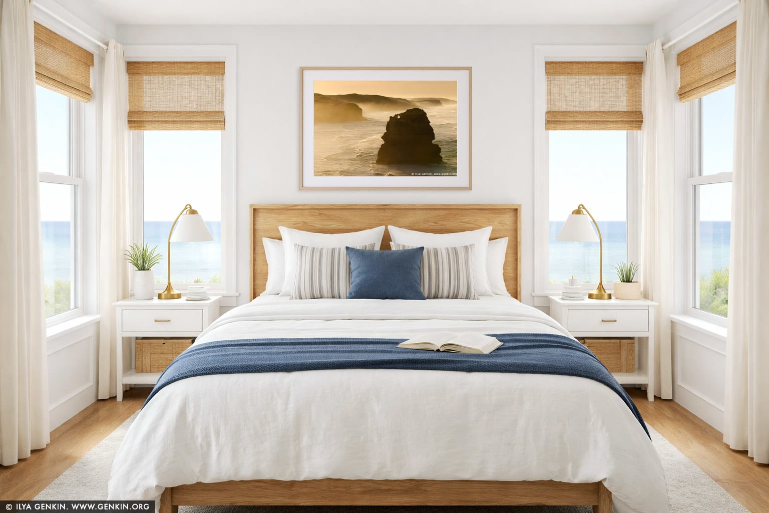 Early Morning Mist at Twelve Apostles wall art in a bedroom interior