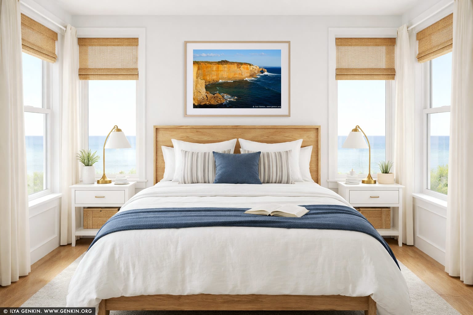 The Arch at Sunset wall art in a bedroom interior