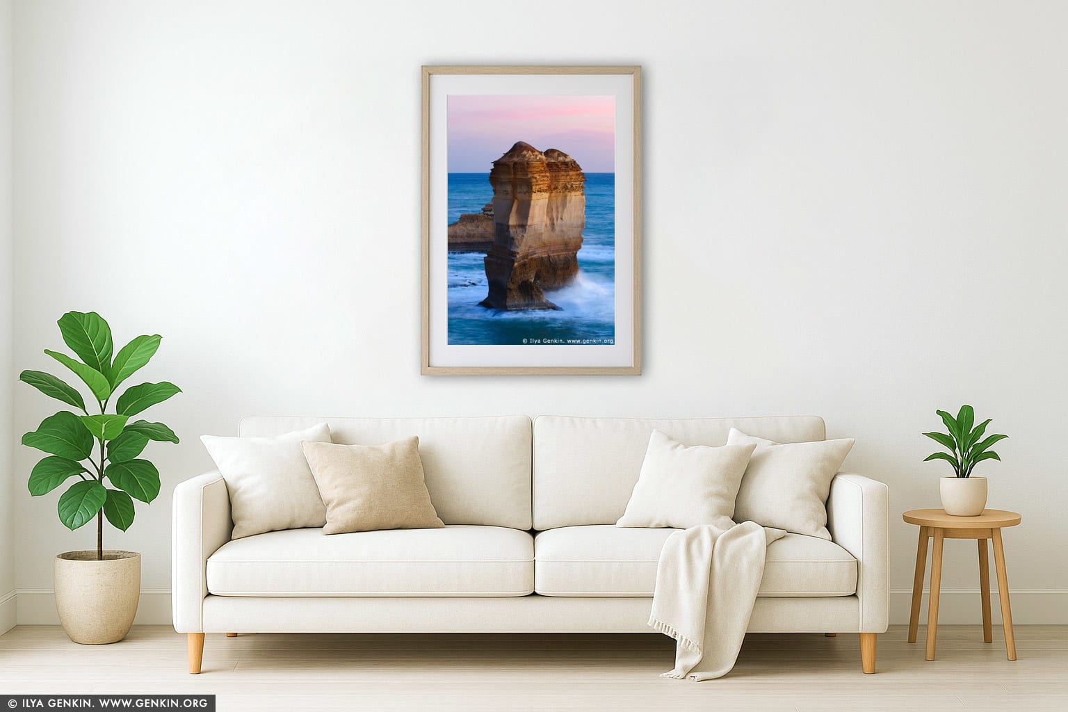 Apostles near Razorback after Sunset wall art in a contemporary living room interior
