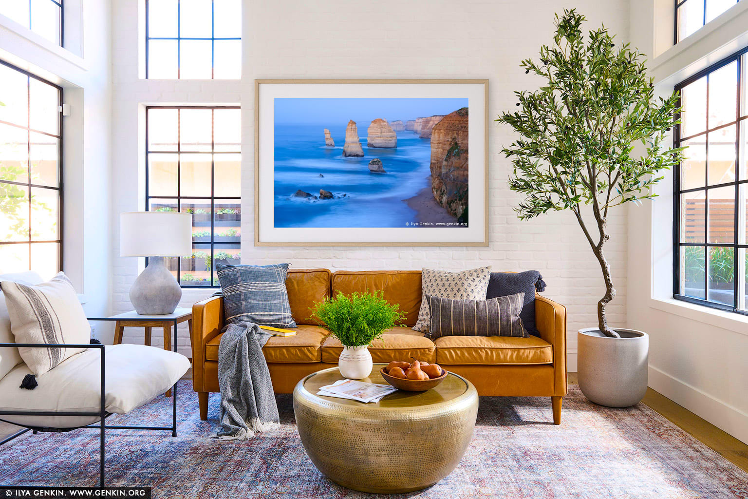 The Twelve Apostles Before Sunrise wall art in a luxury living room interior
