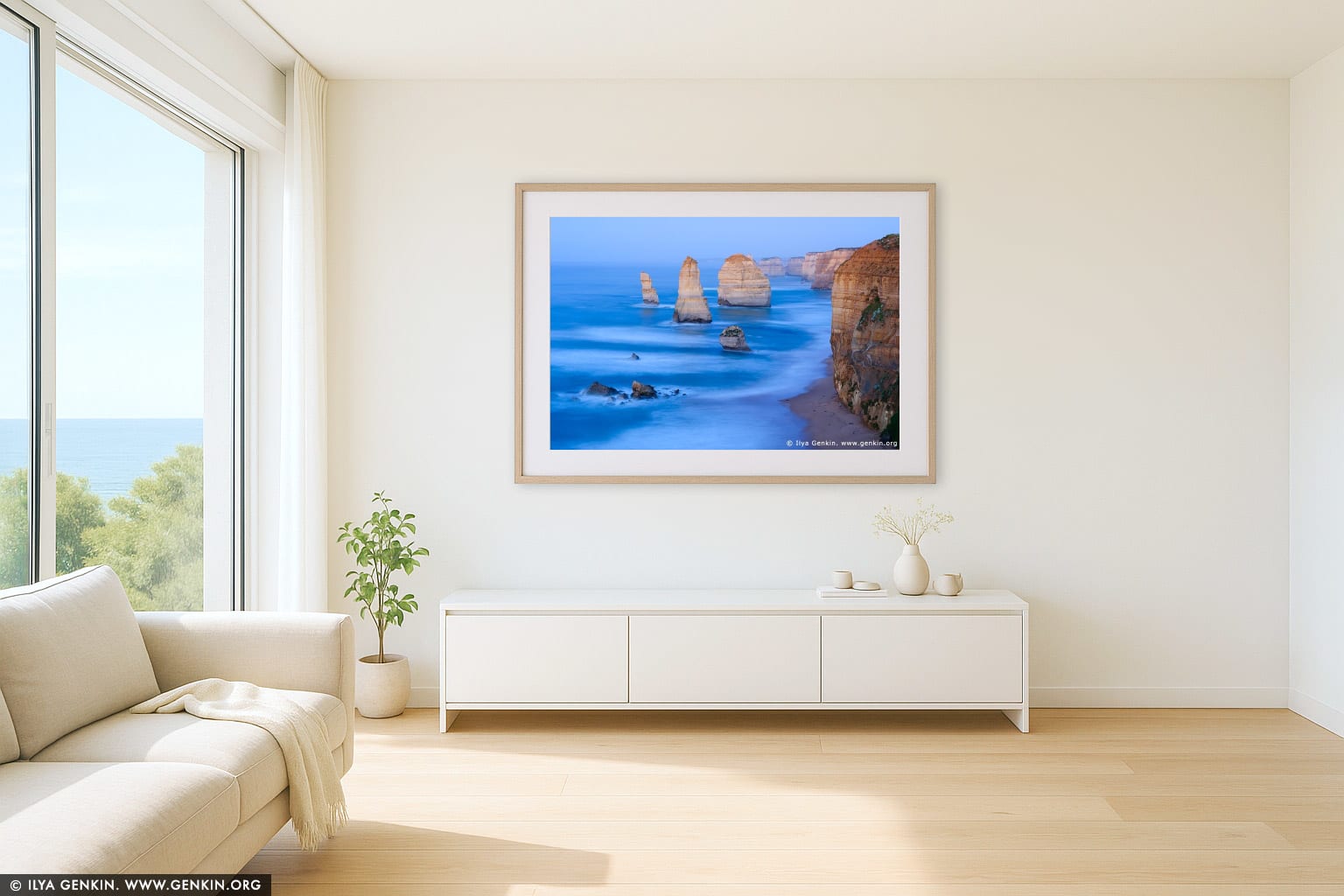 The Twelve Apostles Before Sunrise wall art in a luxury living room interior