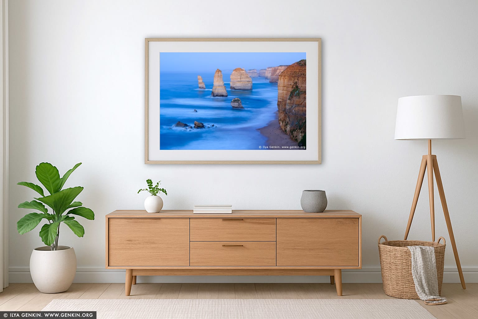 The Twelve Apostles Before Sunrise wall art in a modern living room interior
