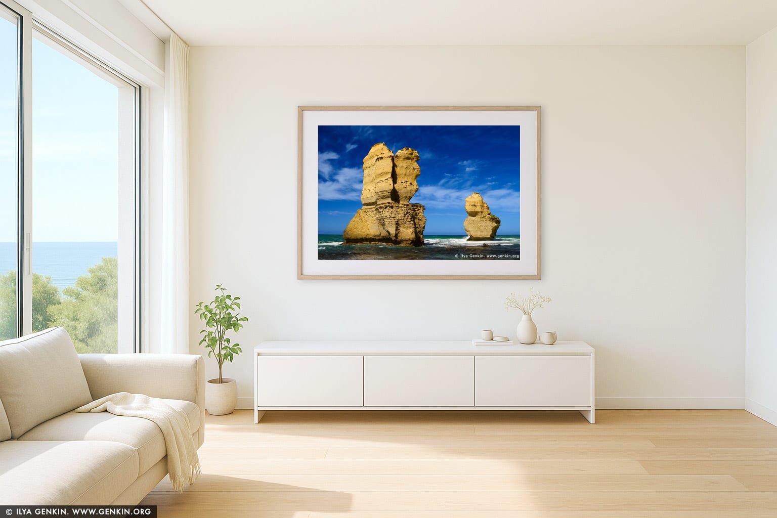 The Gibson Steps wall art in a contemporary living room interior