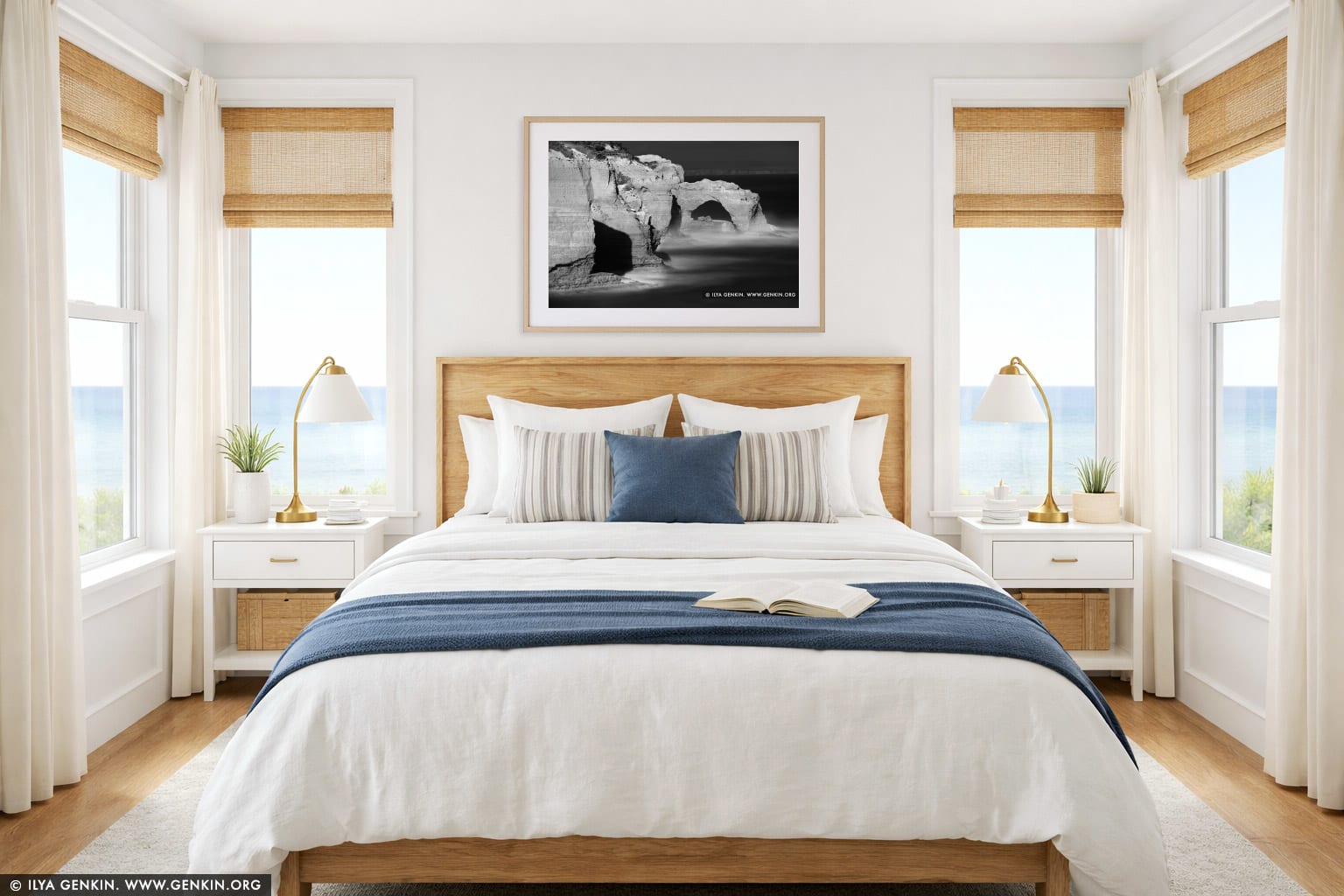 The Arch in Black and White wall art in a bedroom interior