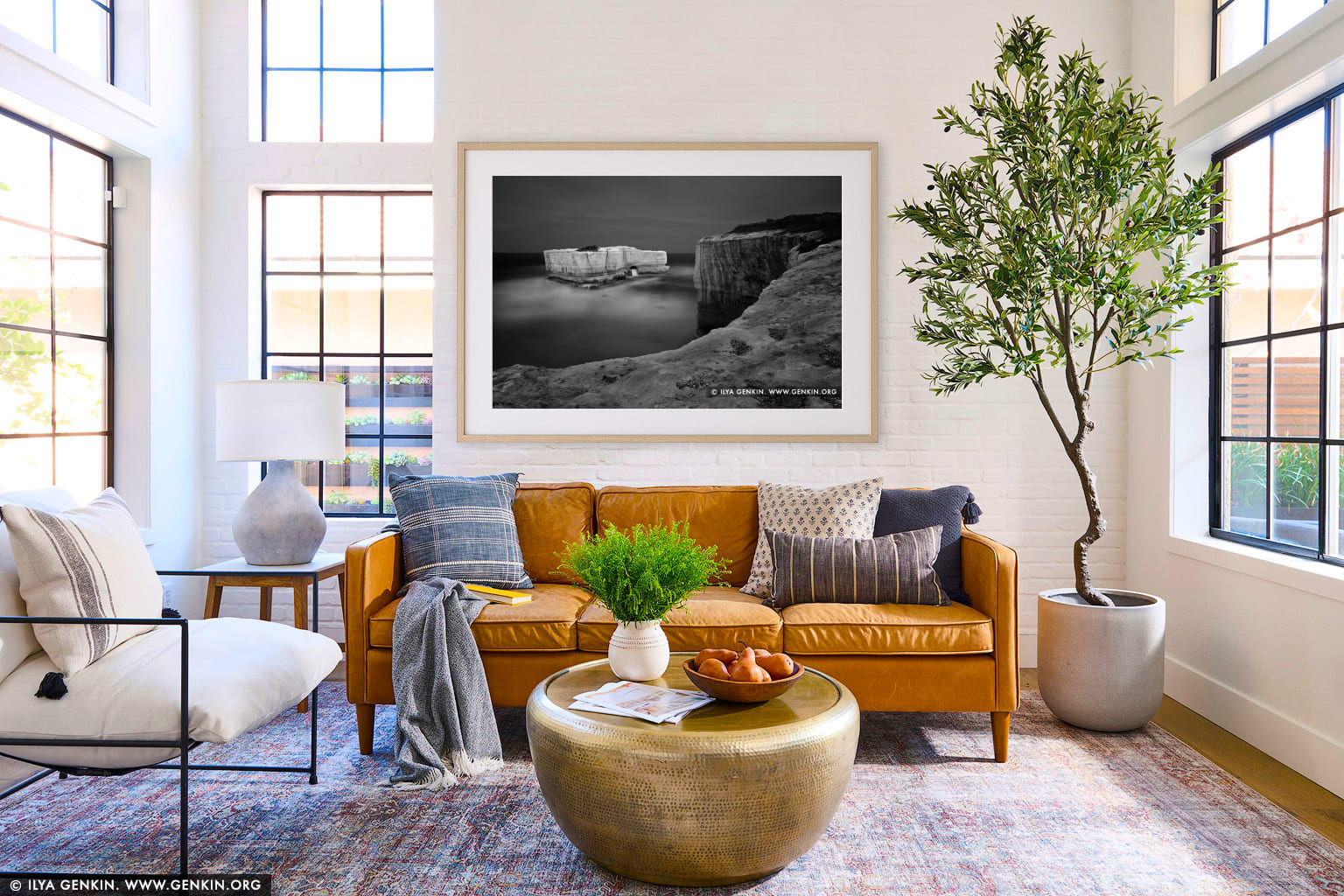 The Bakers Oven in Black and White wall art in a luxury living room interior