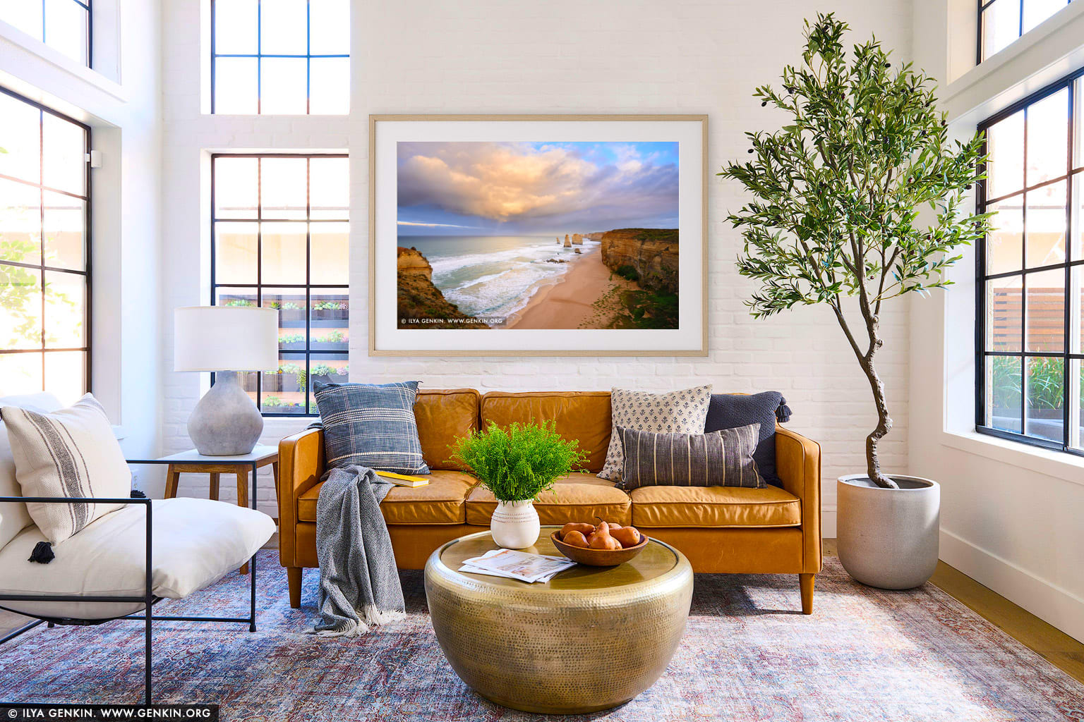 Storm Clearing at The Twelve Apostles wall art in a contemporary living room interior