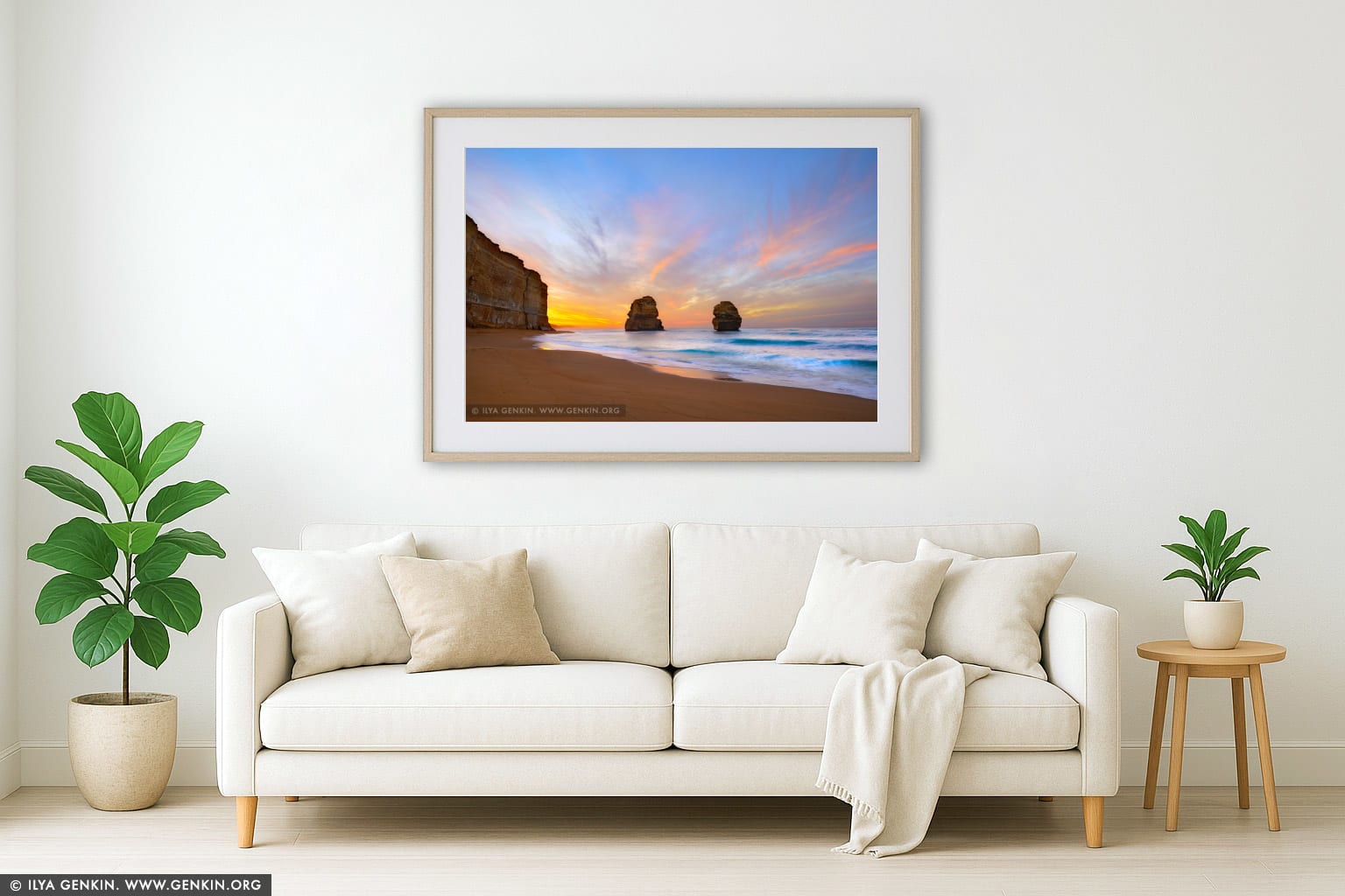 Gog and Magog at Sunrise wall art in a luxury living room interior
