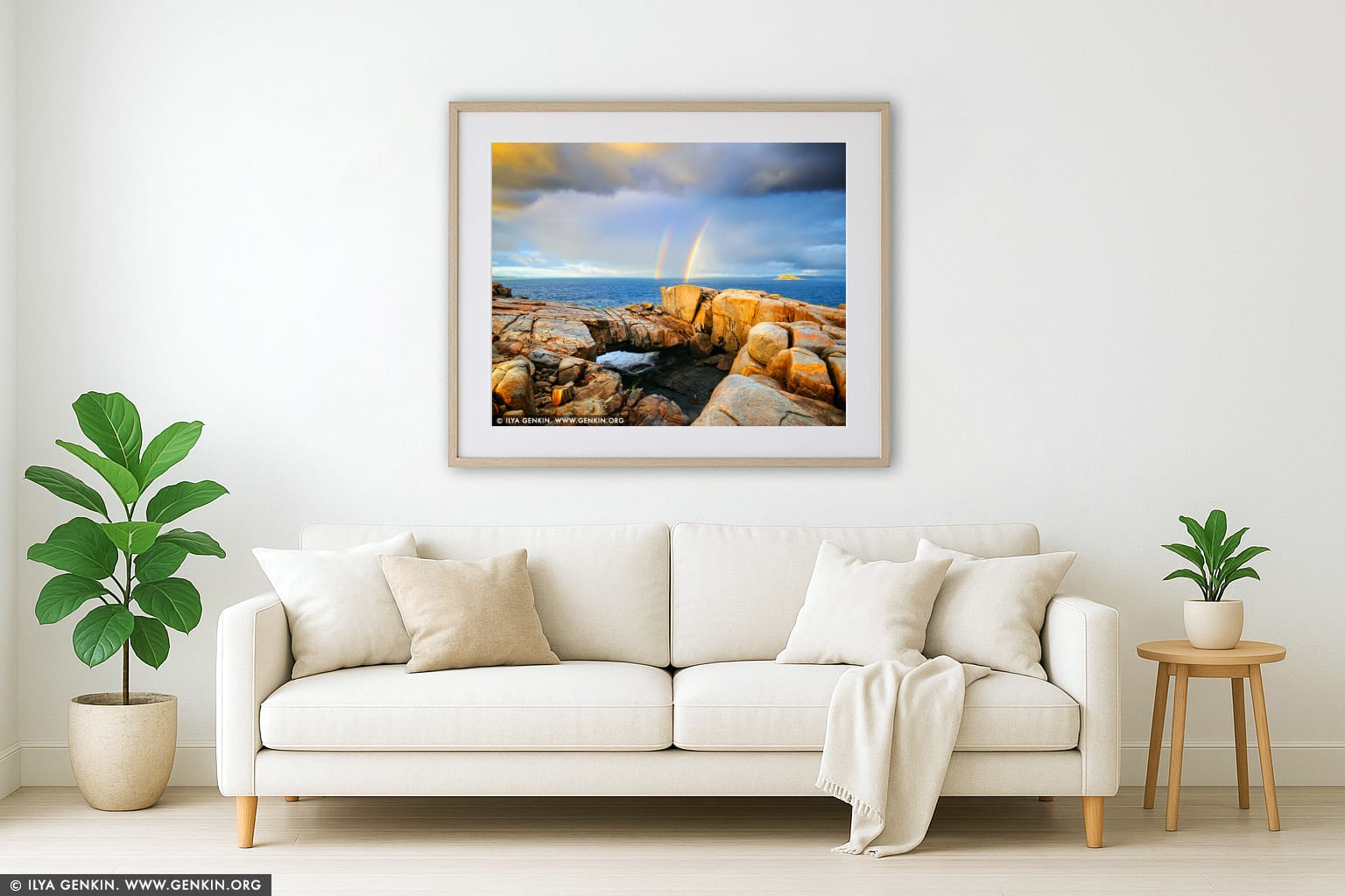 Stormy Sunrise at the Natural Bridge wall art in a modern living room interior