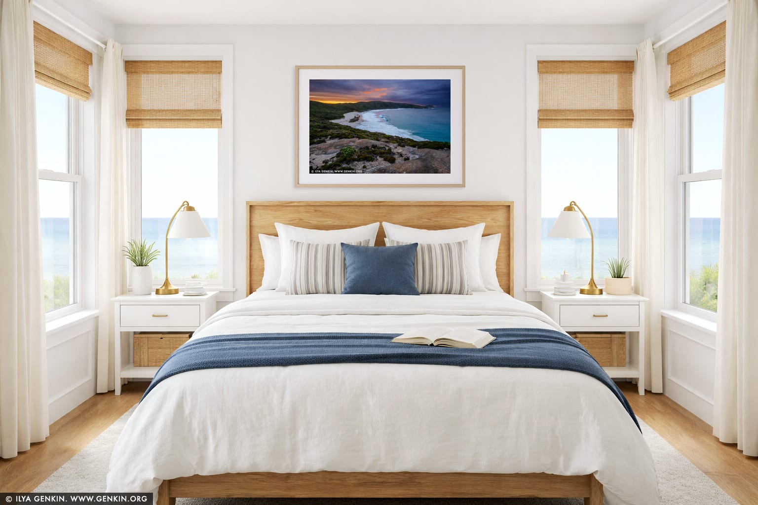 Cable Beach at Sunrise wall art in a bedroom interior