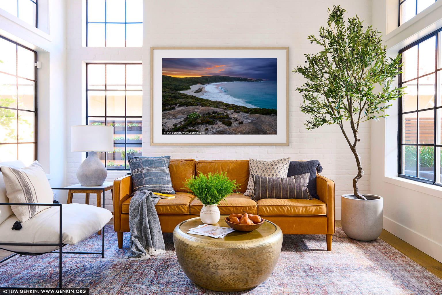 Cable Beach at Sunrise wall art in a contemporary living room interior
