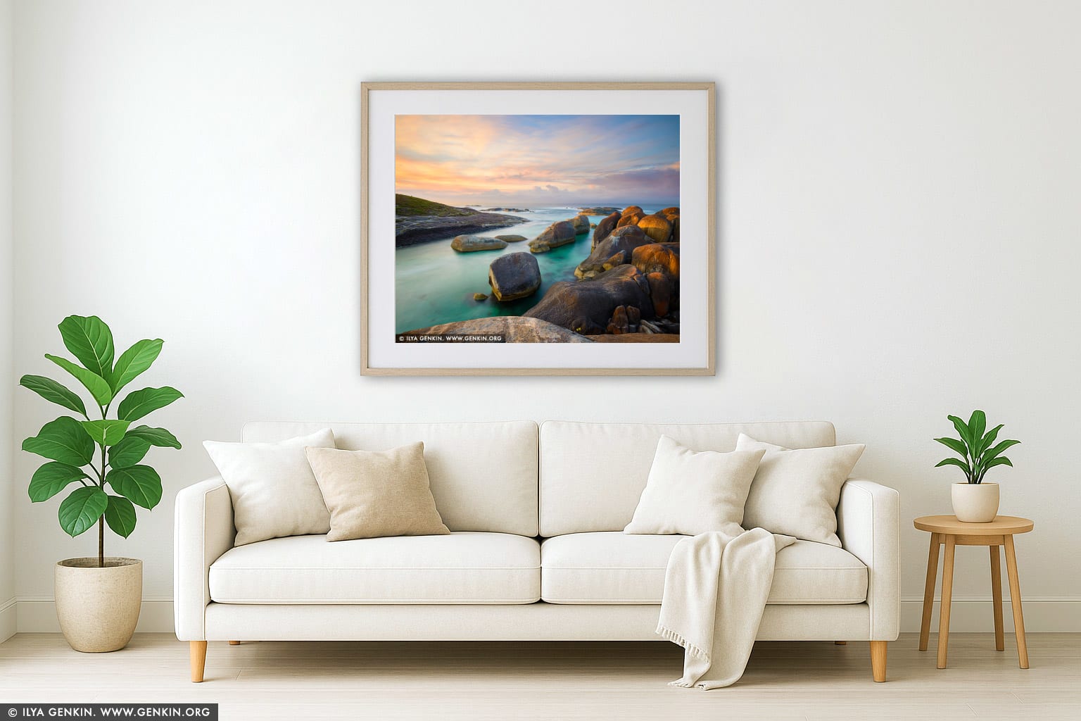 Elephant Rocks wall art in a contemporary living room interior