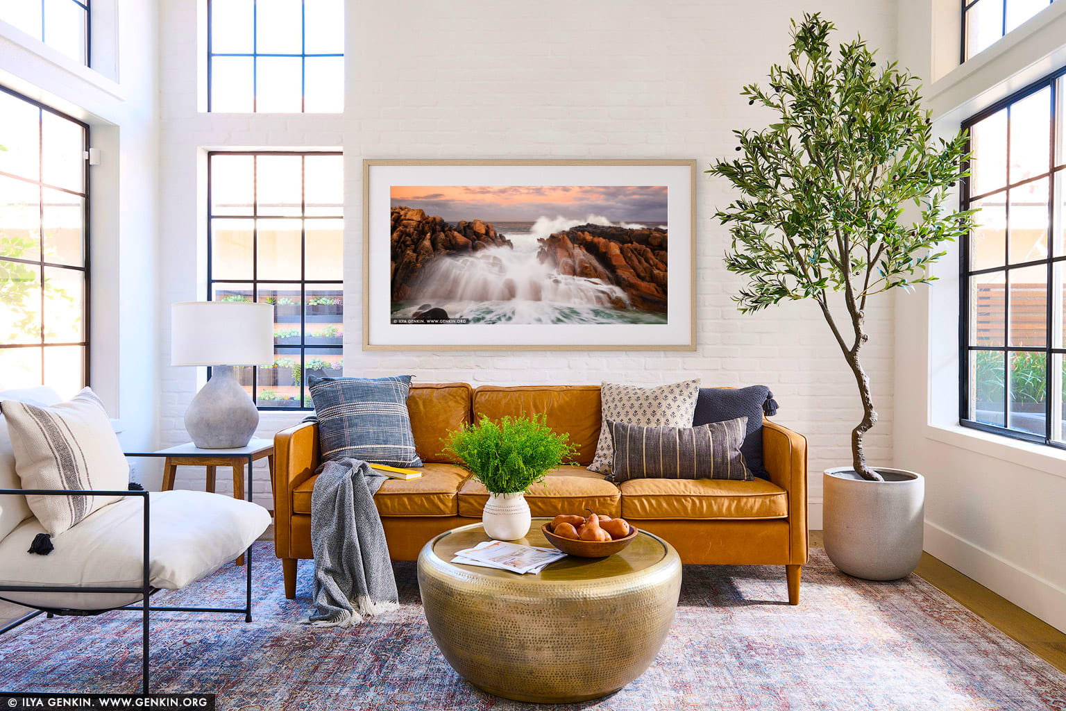 Wyadup Rocks at Sunrise wall art in a contemporary living room interior